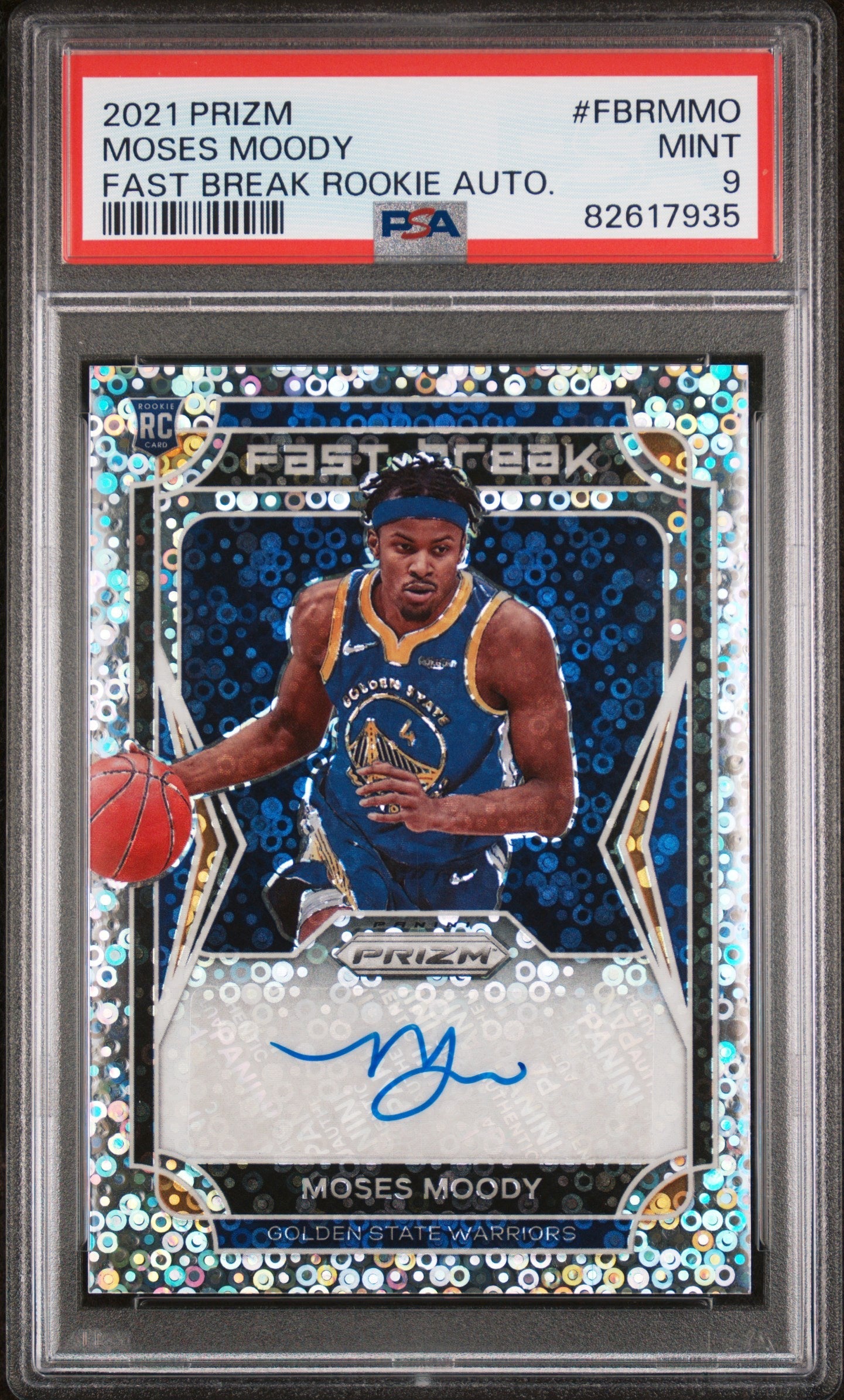 2021 Panini Prizm Fast Break Rookie Auto Moses Moody PSA 9