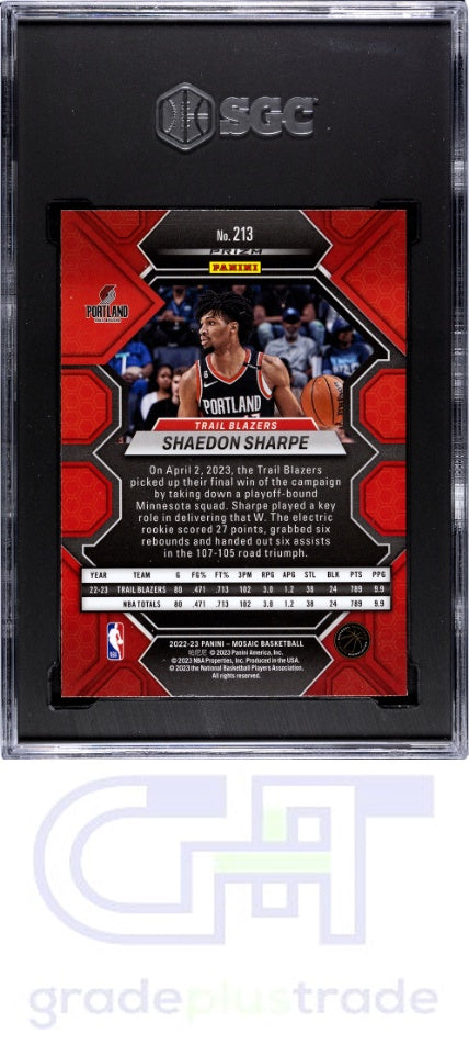2022-23 Panini Mosaic #213 Mosaic Prizm Shaedon Sharpe RC SGC 9.5