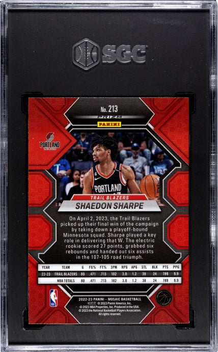 2022-23 Panini Mosaic #213 Mosaic Prizm Shaedon Sharpe RC SGC 9.5
