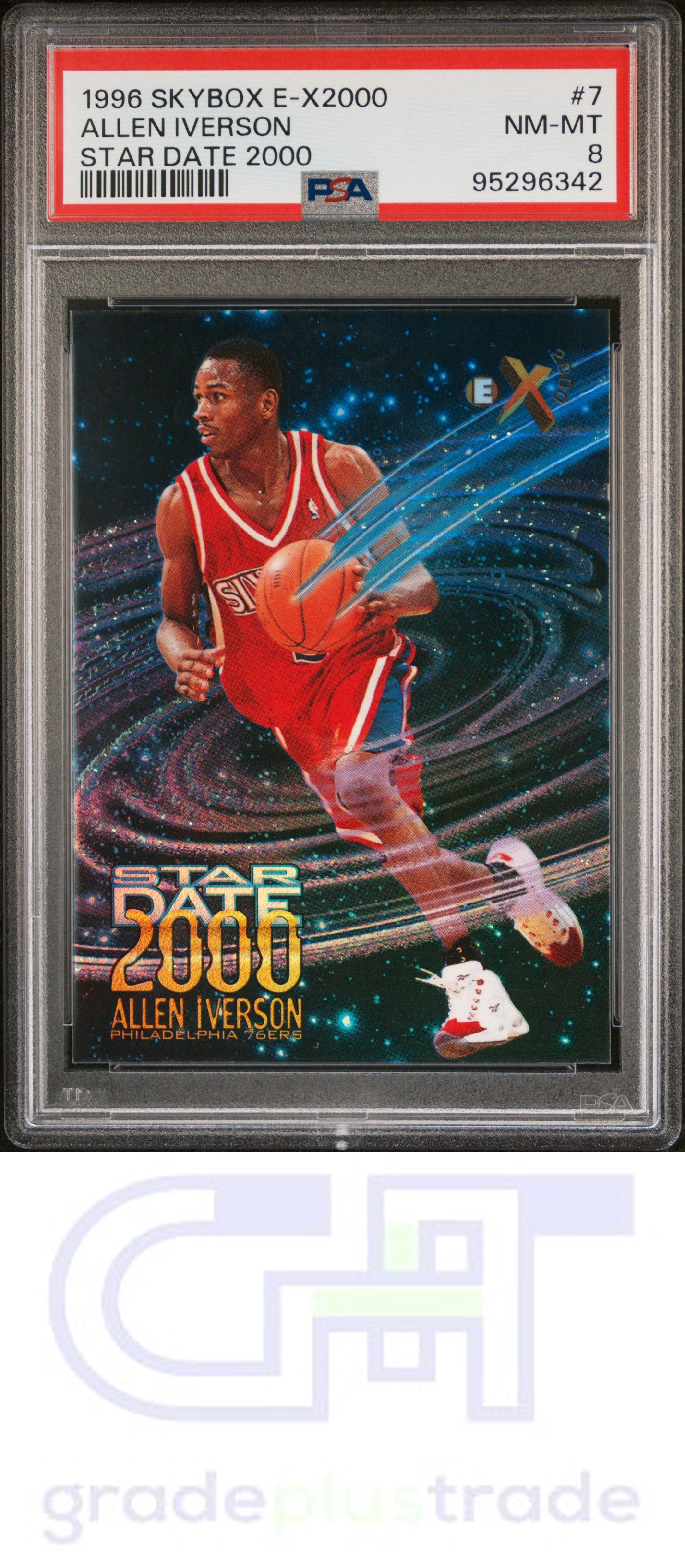 1996 Skybox E-X2000 Star Date 2000 #7 Allen Iverson RC PSA 8