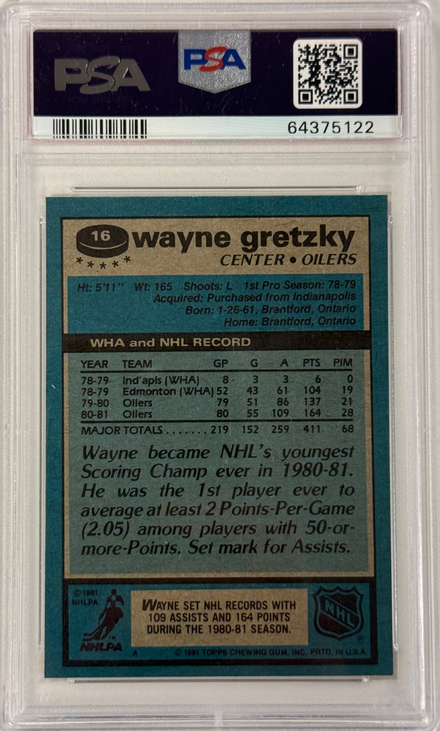 1981 Topps #16 Wayne Gretzky PSA 8