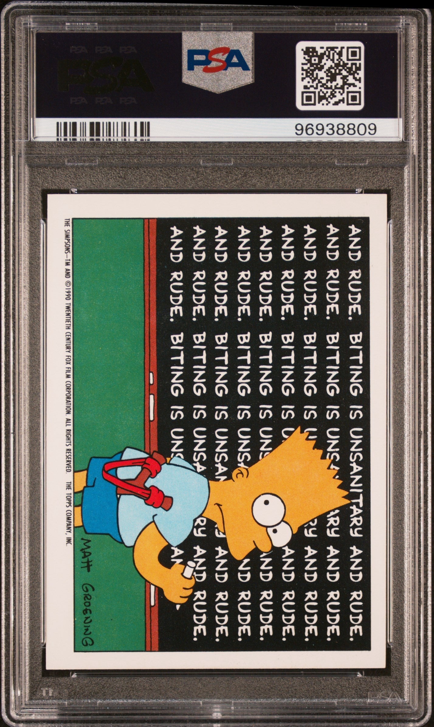 1990 Topps Simpsons Stickers #1 Sticker Bartman PSA 8