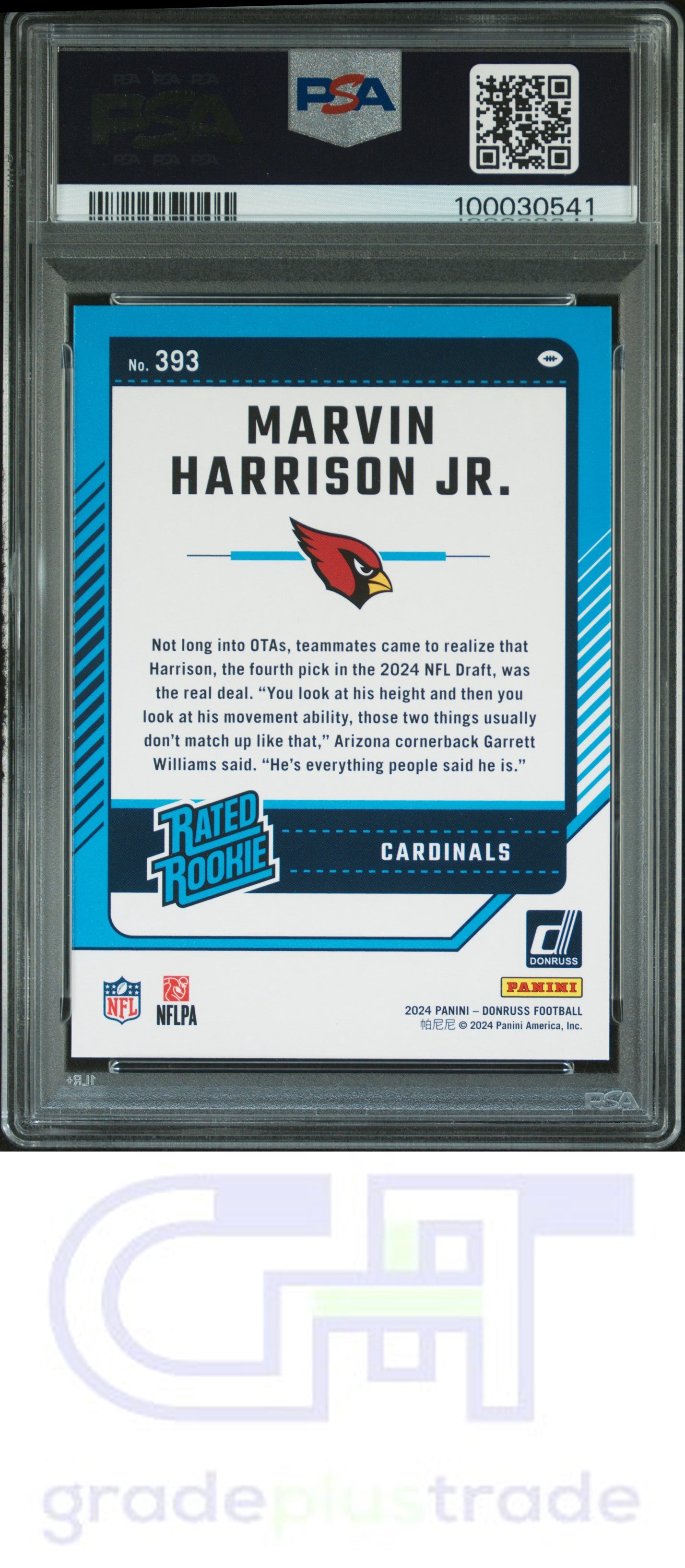 2024 Panini Donruss #393 Press Proof Green Marvin Harrison Jr. PSA 9