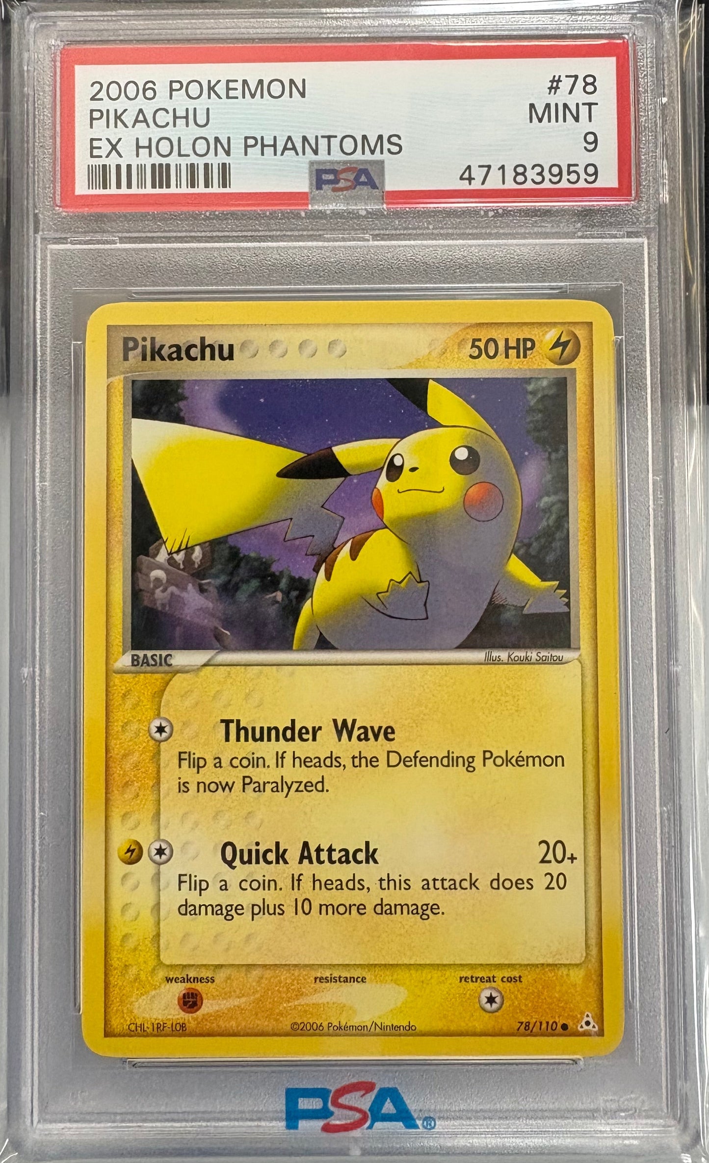 2006 Pokemon Pikachu EX Holon Phantoms PSA 9