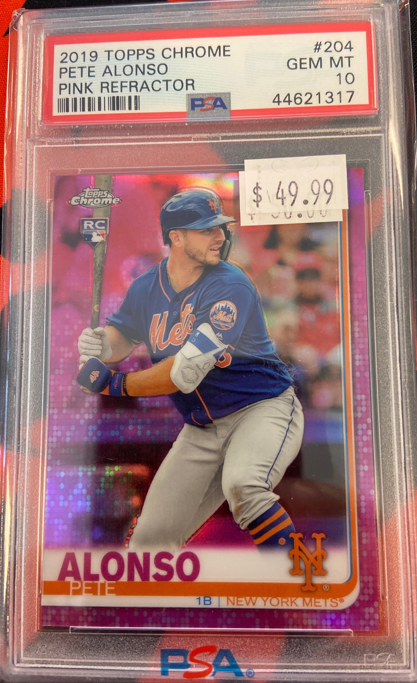 2019 Topps Chrome #204 Pink Refractor Pete Alonso PSA 10