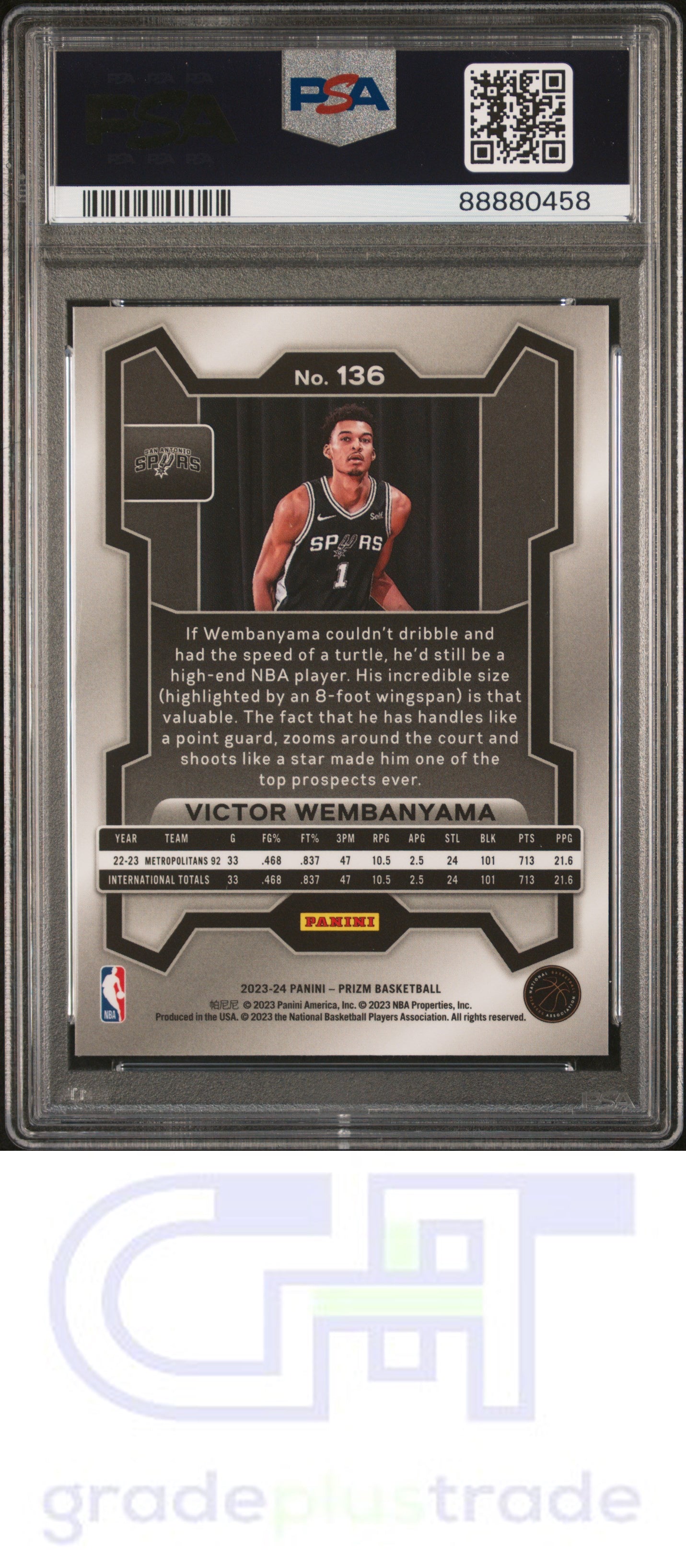 2023 Panini Prizm #136 Victor Wembanyama RC PSA 10