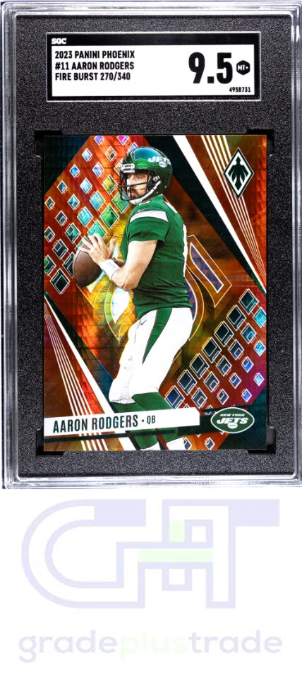 2023 Panini Phoenix #11 Fire Burst Aaron Rodgers #'d /340 SGC 9.5