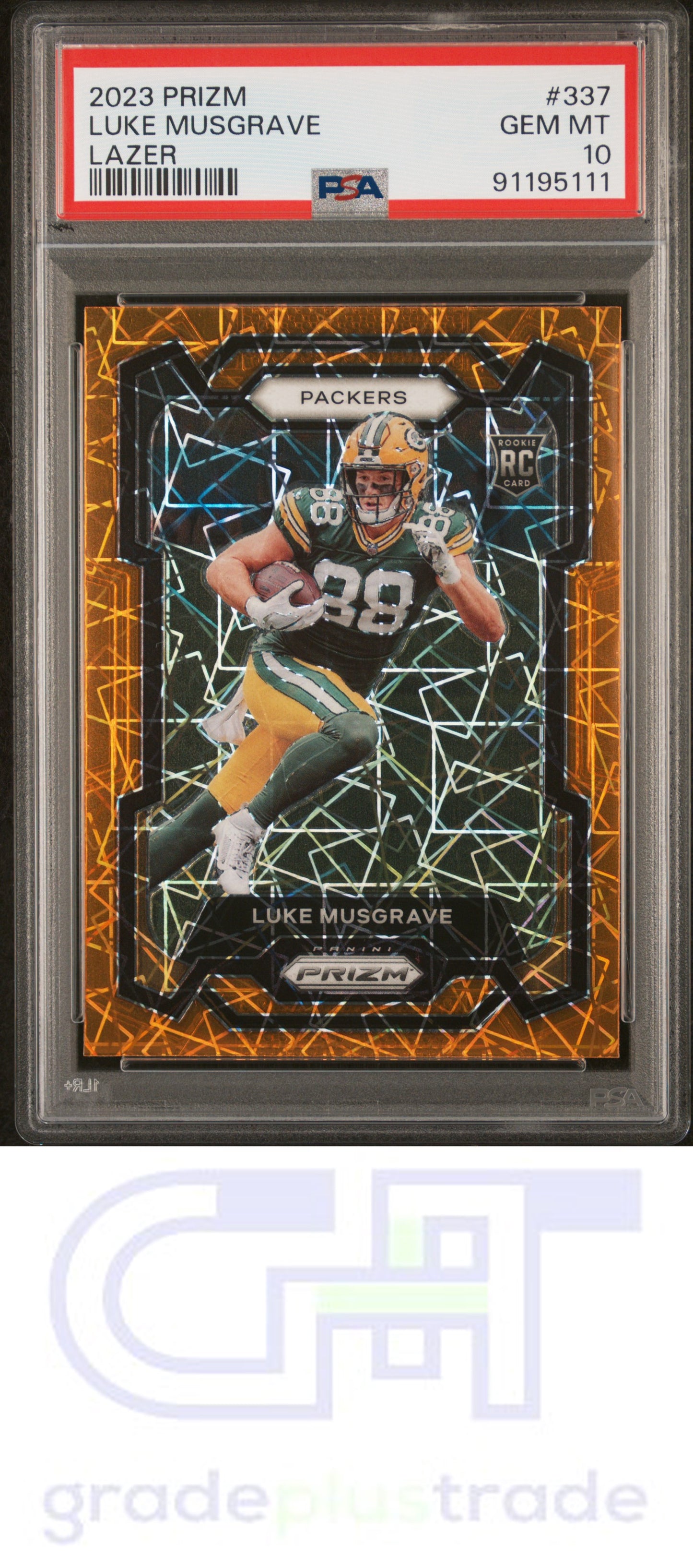 2023 Panini Prizm #337 Lazer Prizm Luke Musgrave RC PSA 10