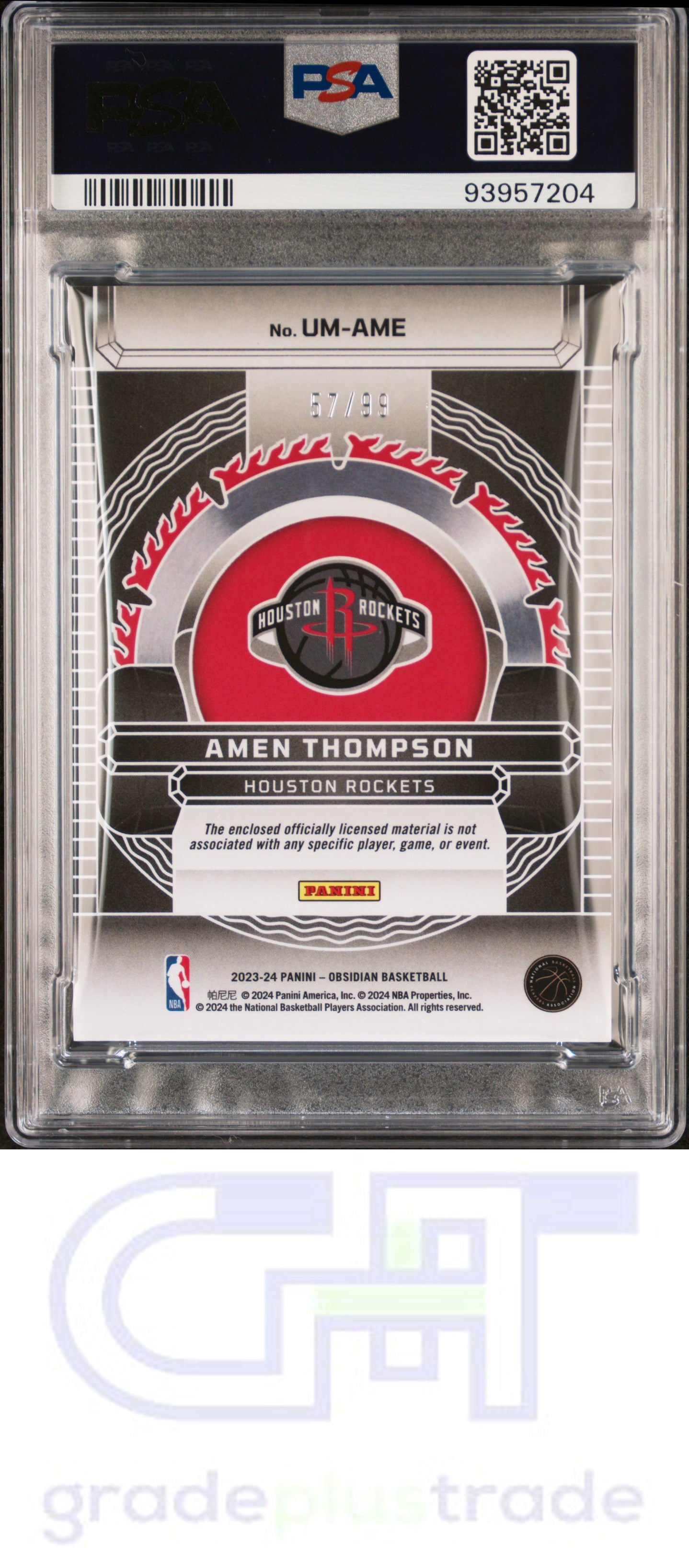 2023 Panini Obsidian Unbreakable Memorabilia Flood Amen Thompson /99 RC PSA 9