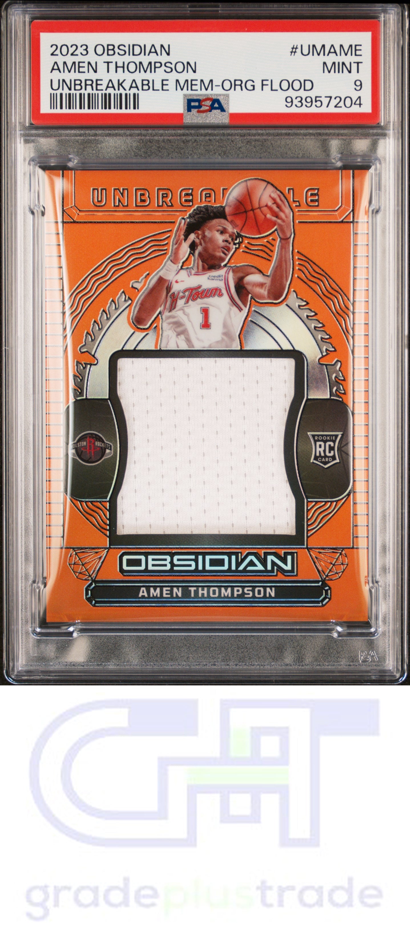 2023 Panini Obsidian Unbreakable Memorabilia Flood Amen Thompson /99 RC PSA 9