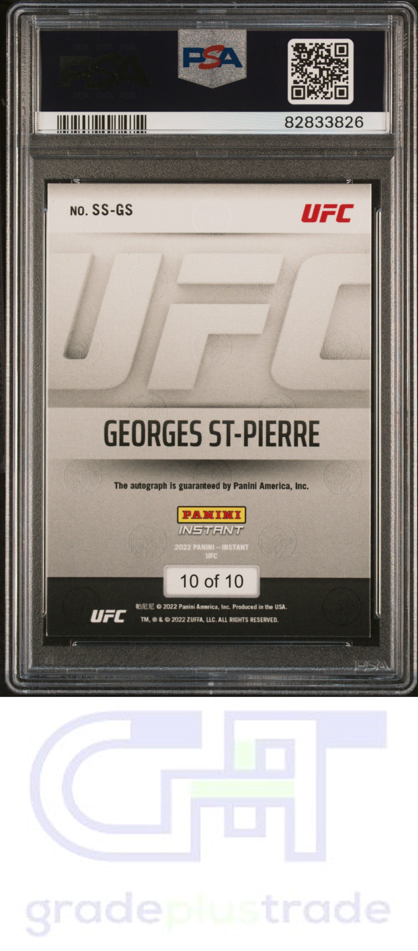 2022 Panini Instant UFC Spotlight Signatures Sepia /10 Georges St-Pierre PSA 8