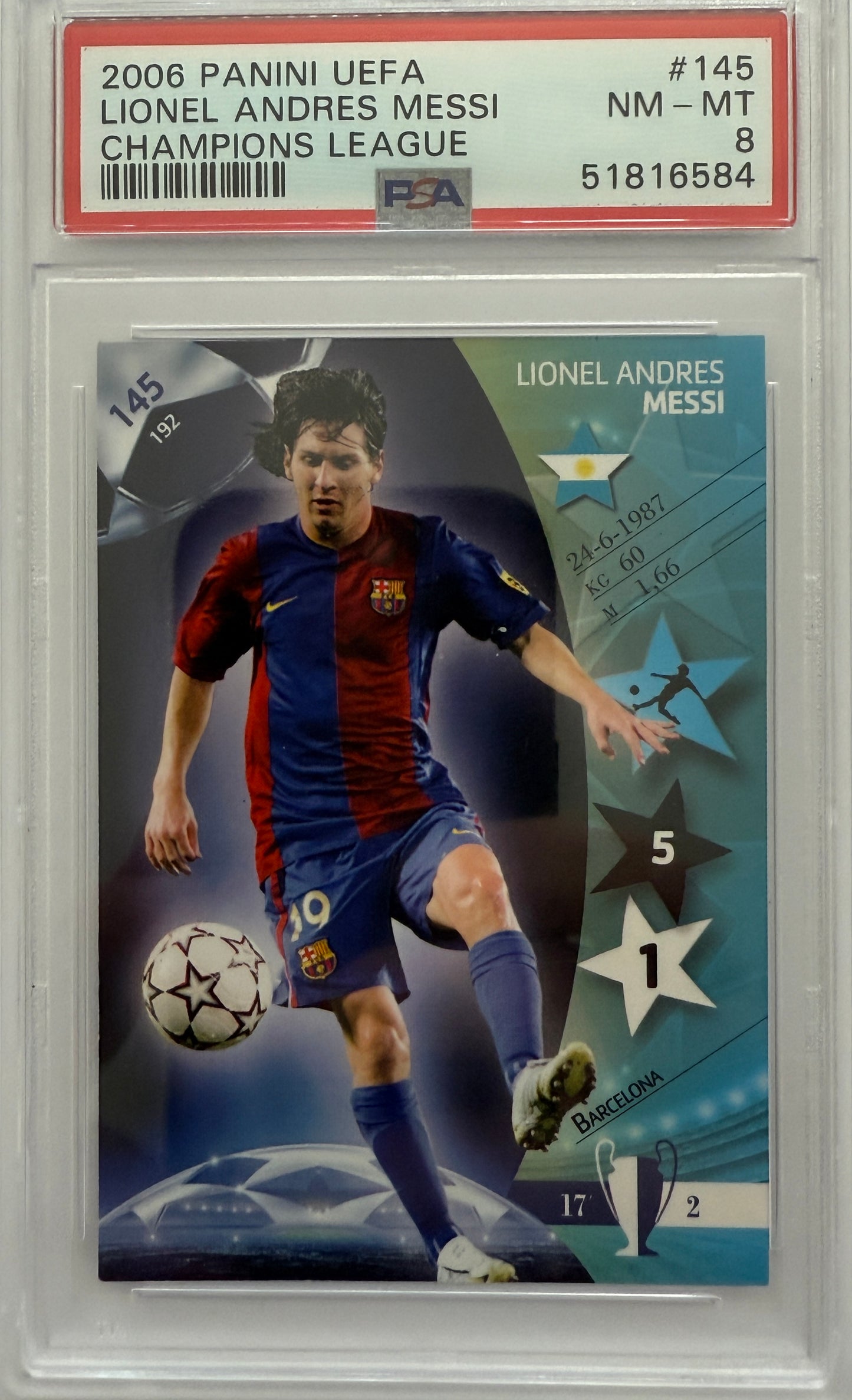 2006 Panini Uefa Champions League TCG #145 Lionel Andres Messi PSA 8