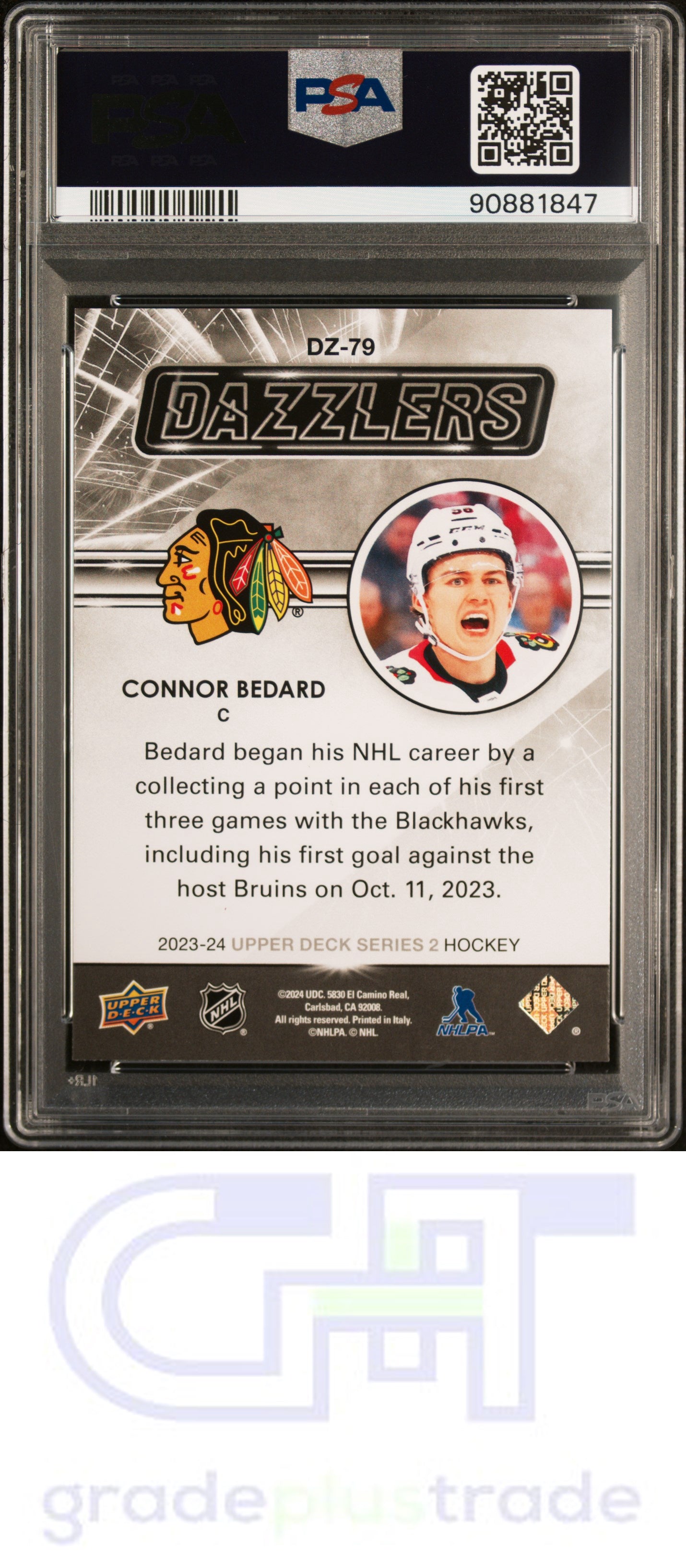 2023 Upper Deck Dazzlers #DZ79 Orange Connor Bedard RC PSA 10 (1847)