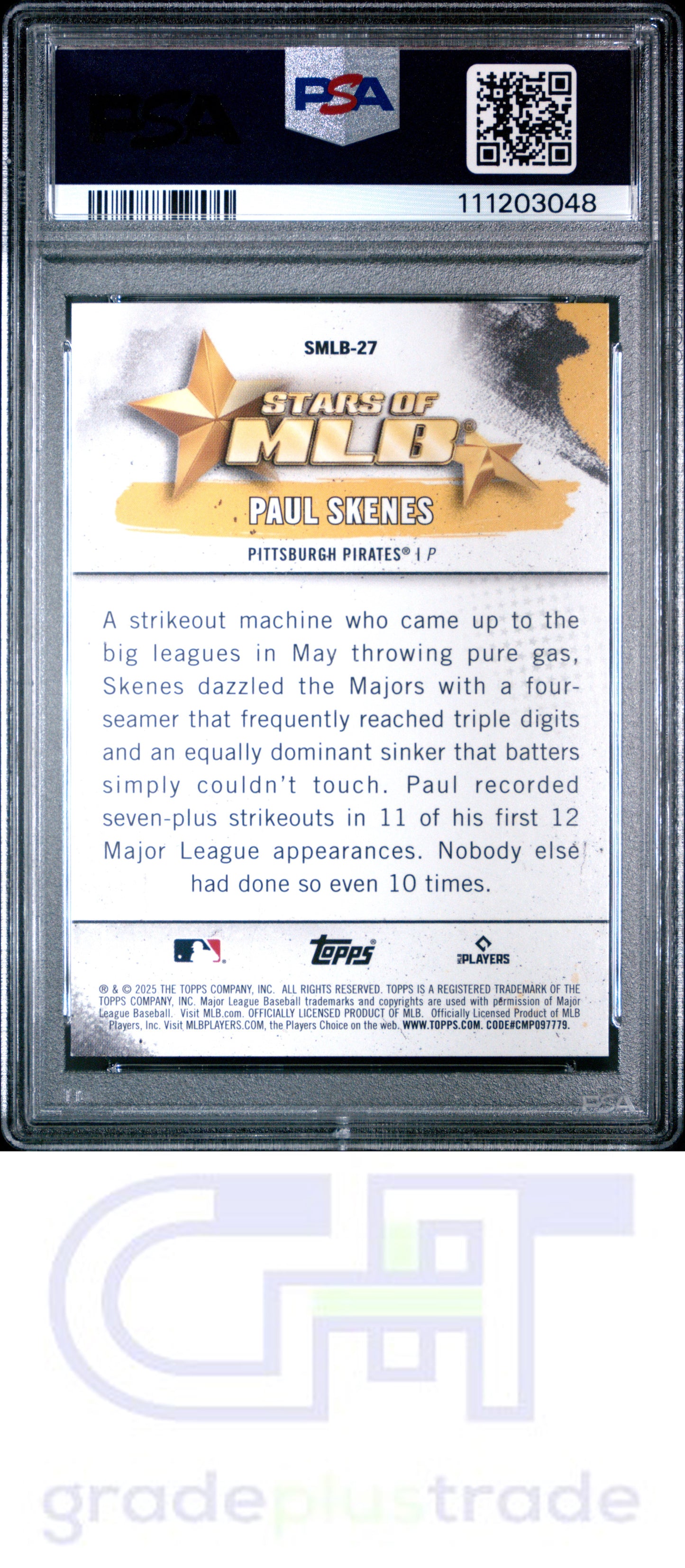 2025 Topps Stars Of Mlb #SMLB27 Paul Skenes PSA 9
