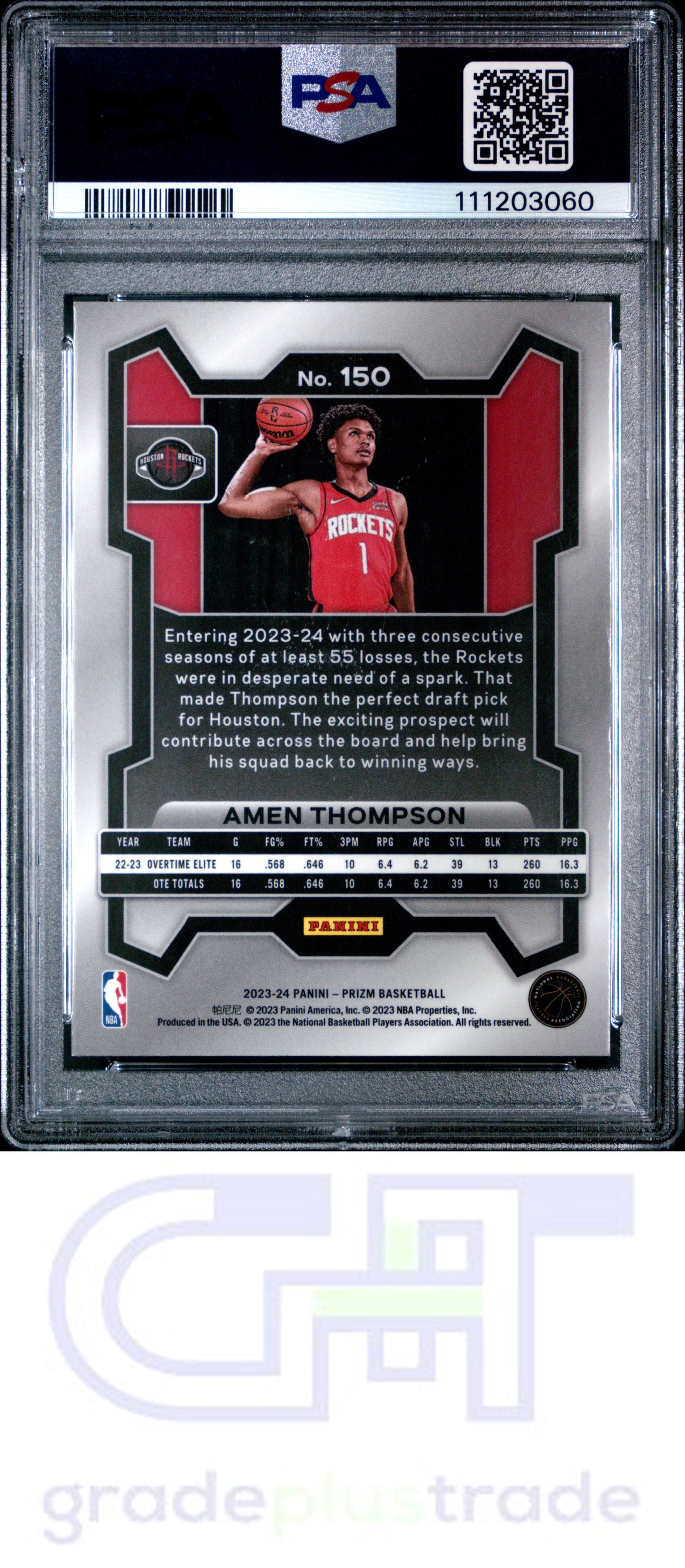 2023 Panini Prizm #150 Amen Thompson RC PSA 9
