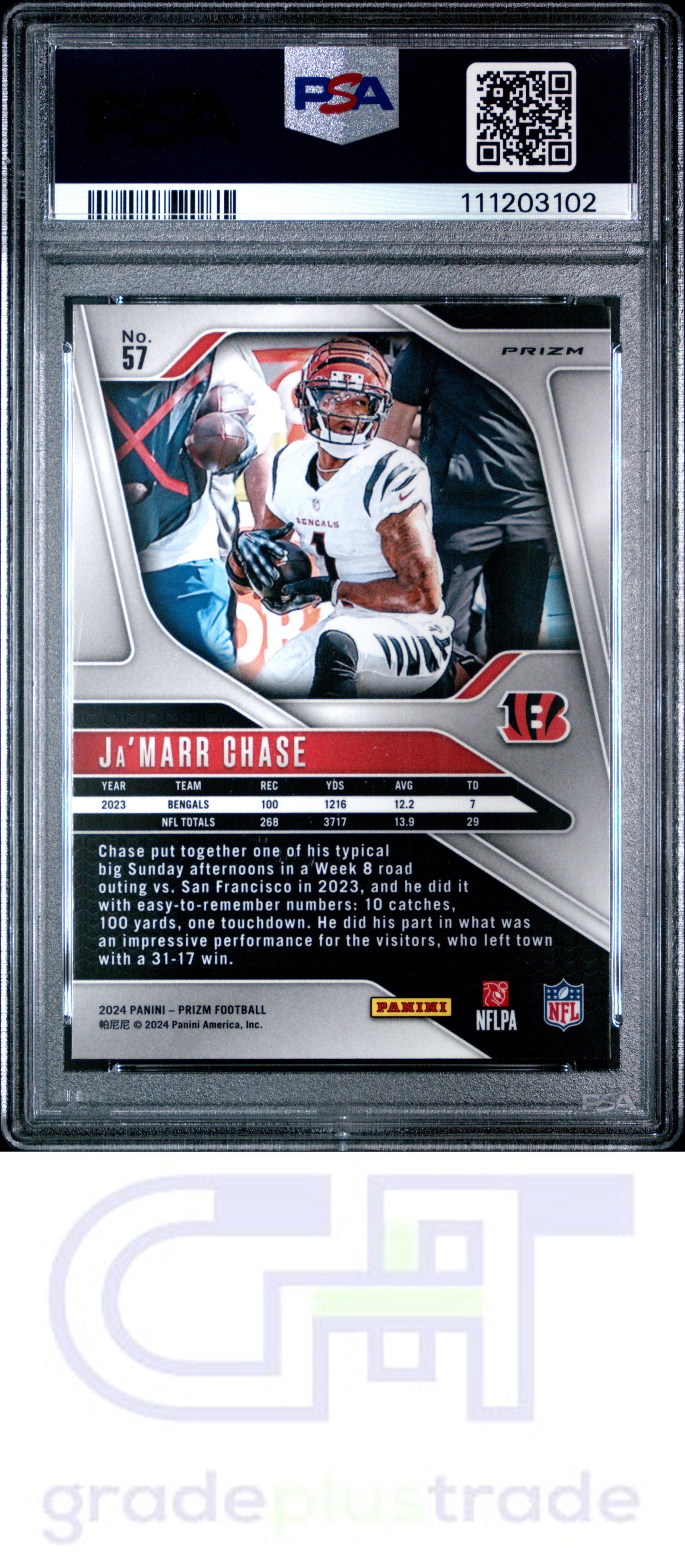 2024 Panini Prizm #57 Disco Prizm Ja'Marr Chase PSA 10
