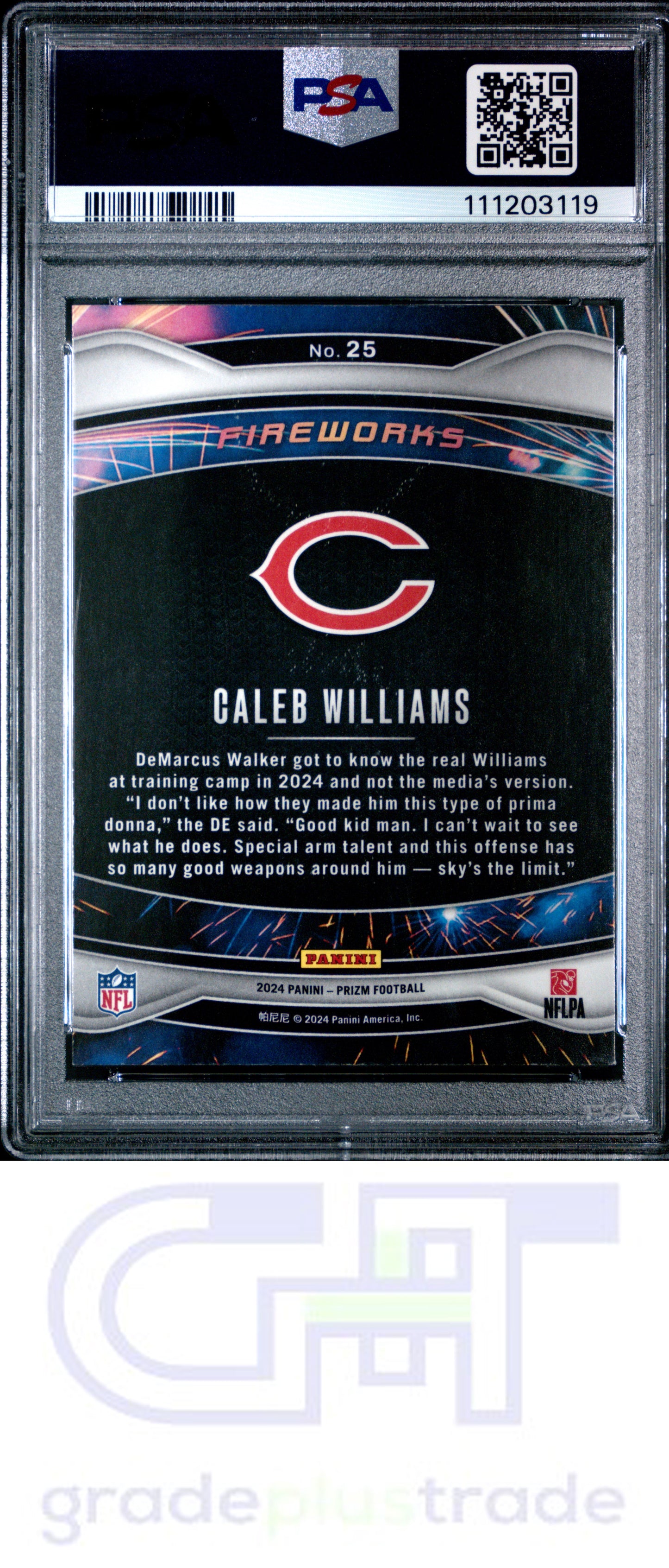 2024 Panini Prizm Fireworks #25 Caleb Williams RC PSA 9