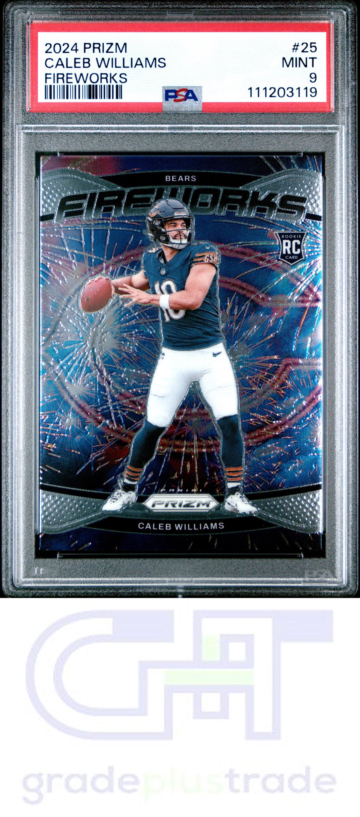 2024 Panini Prizm Fireworks #25 Caleb Williams RC PSA 9