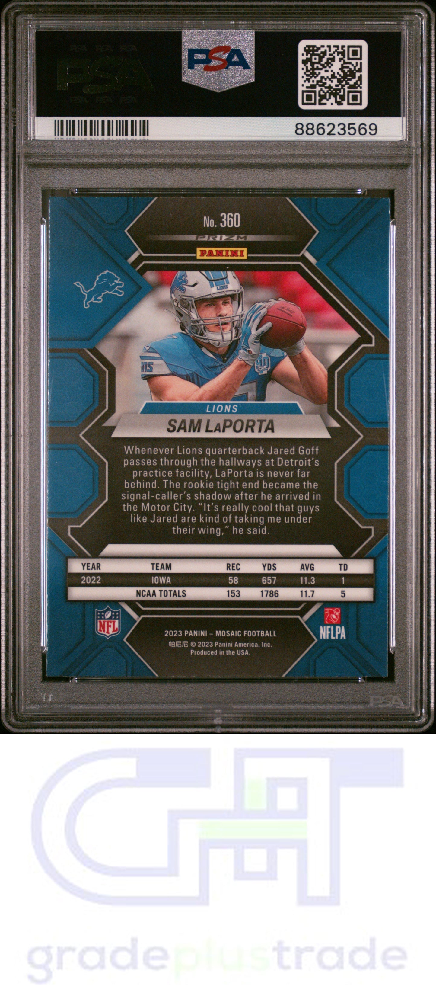 2023 Panini Mosaic #360 Sam Laporta PSA 10