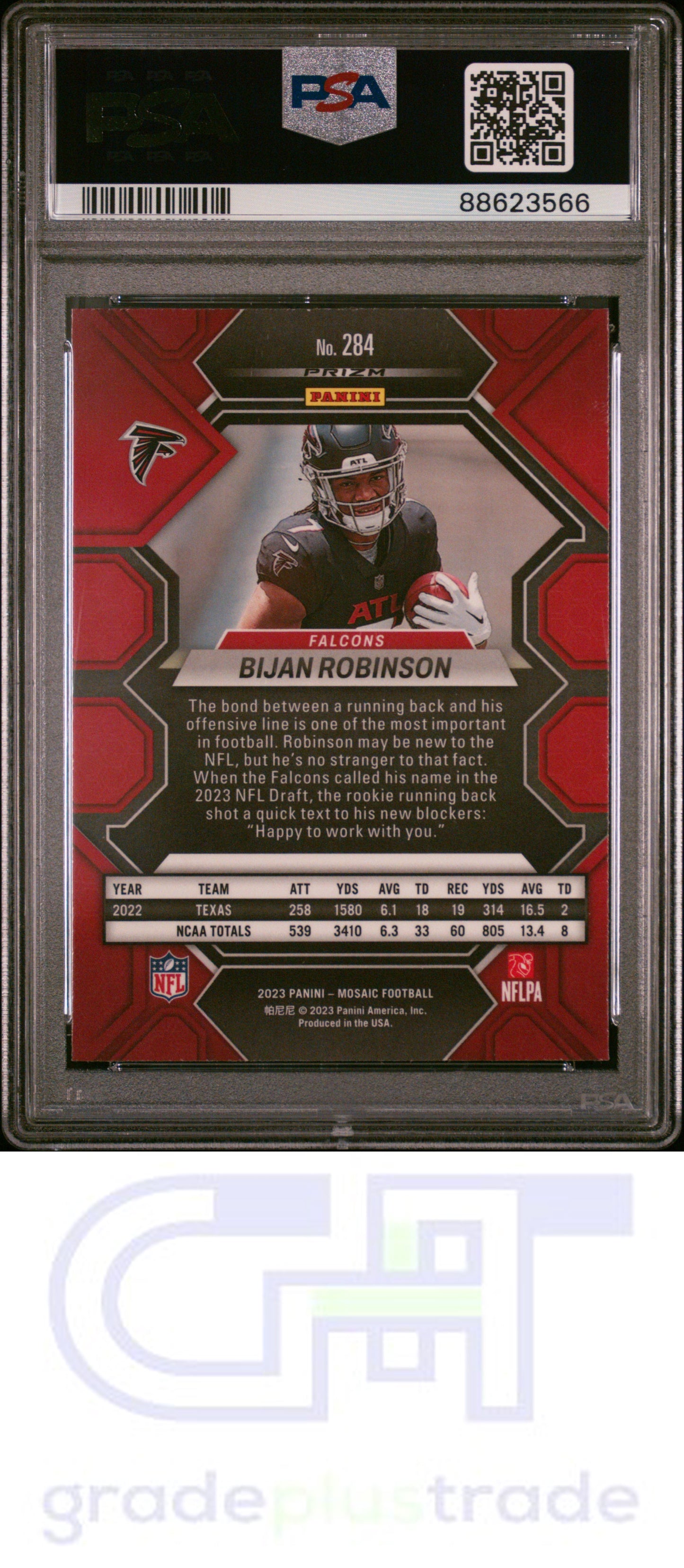 2023 Panini Mosaic #284 Bijan Robinson RC PSA 10