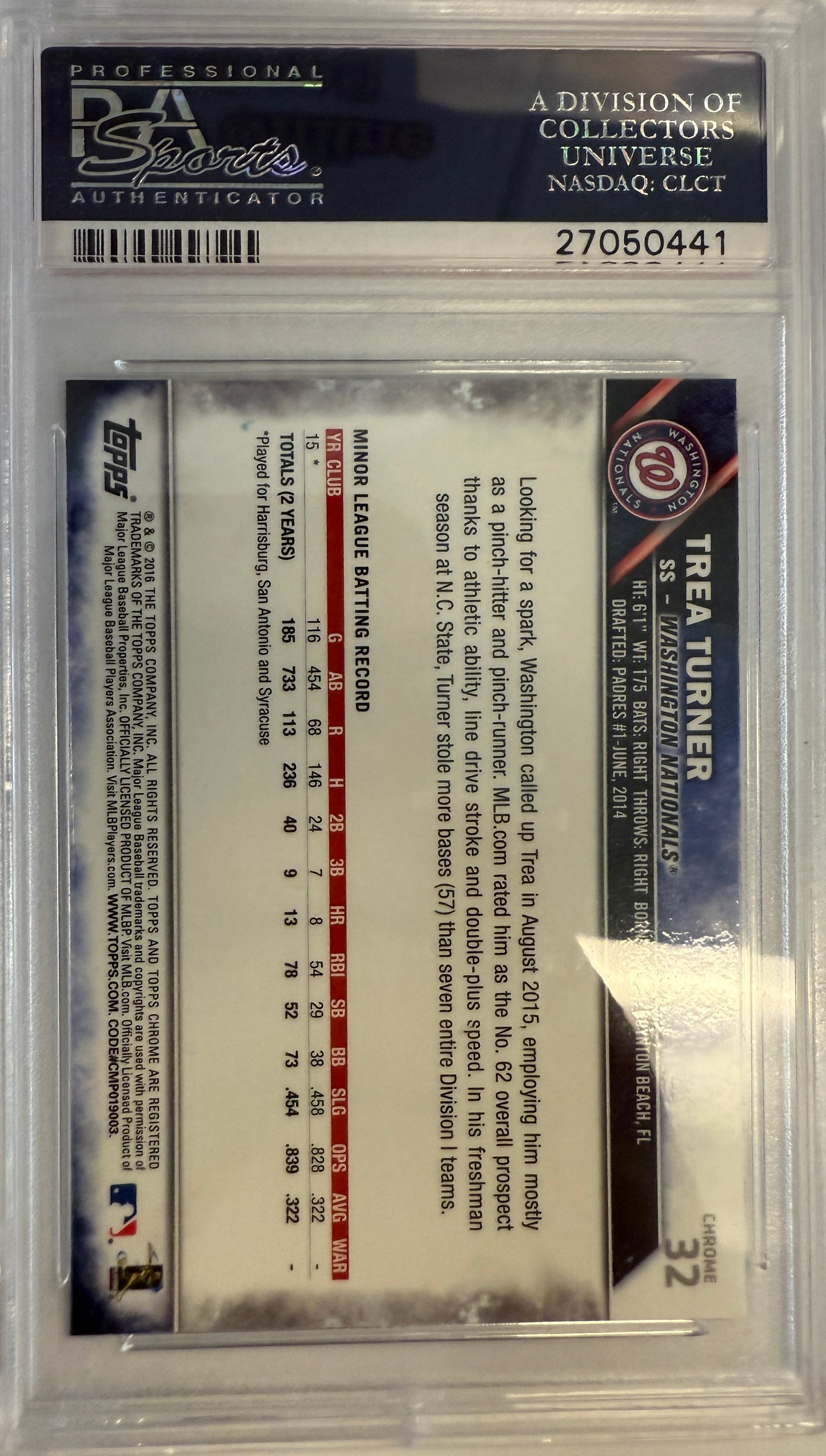 2016 Topps Chrome #32 Trea Turner RC PSA 10