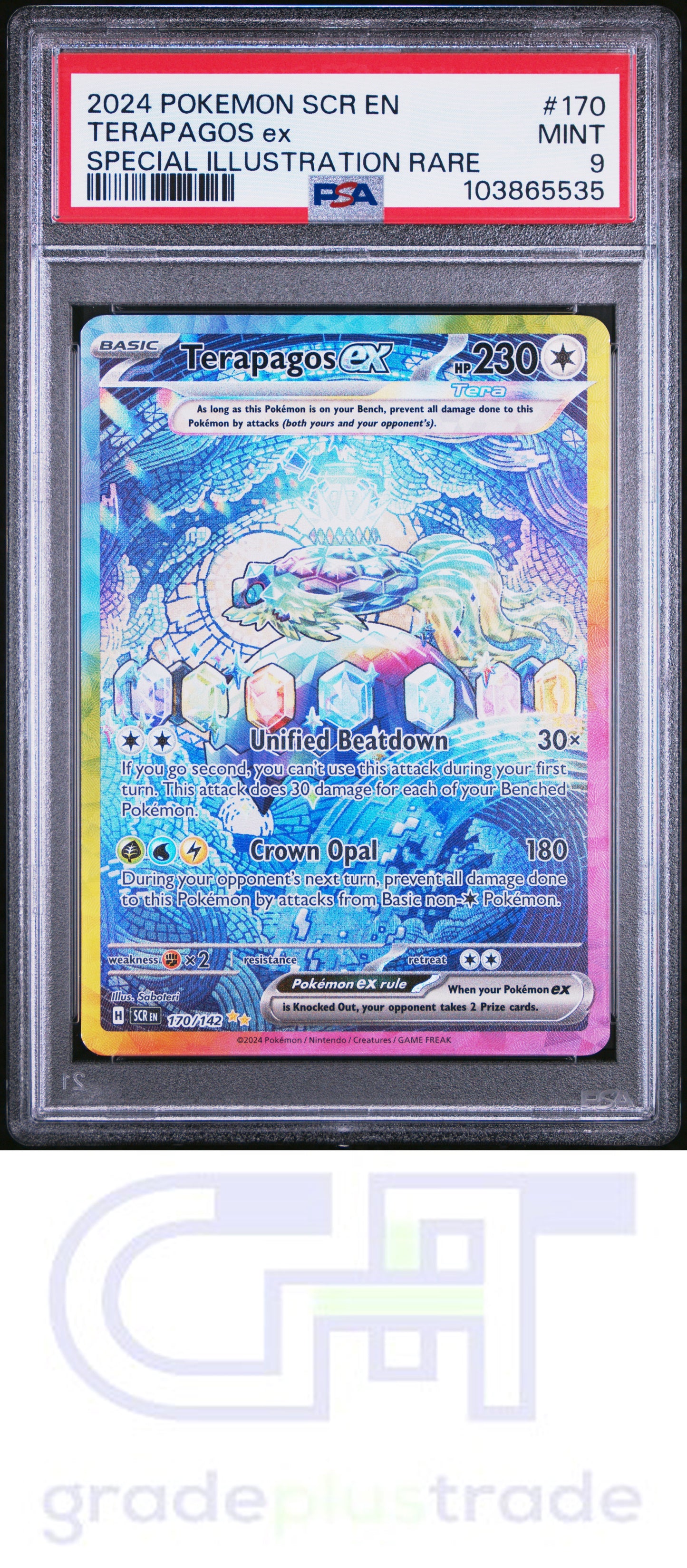 2024 Pokemon Scr En-Stellar Crown #170 SIR Terapagos Ex PSA 9 MINT