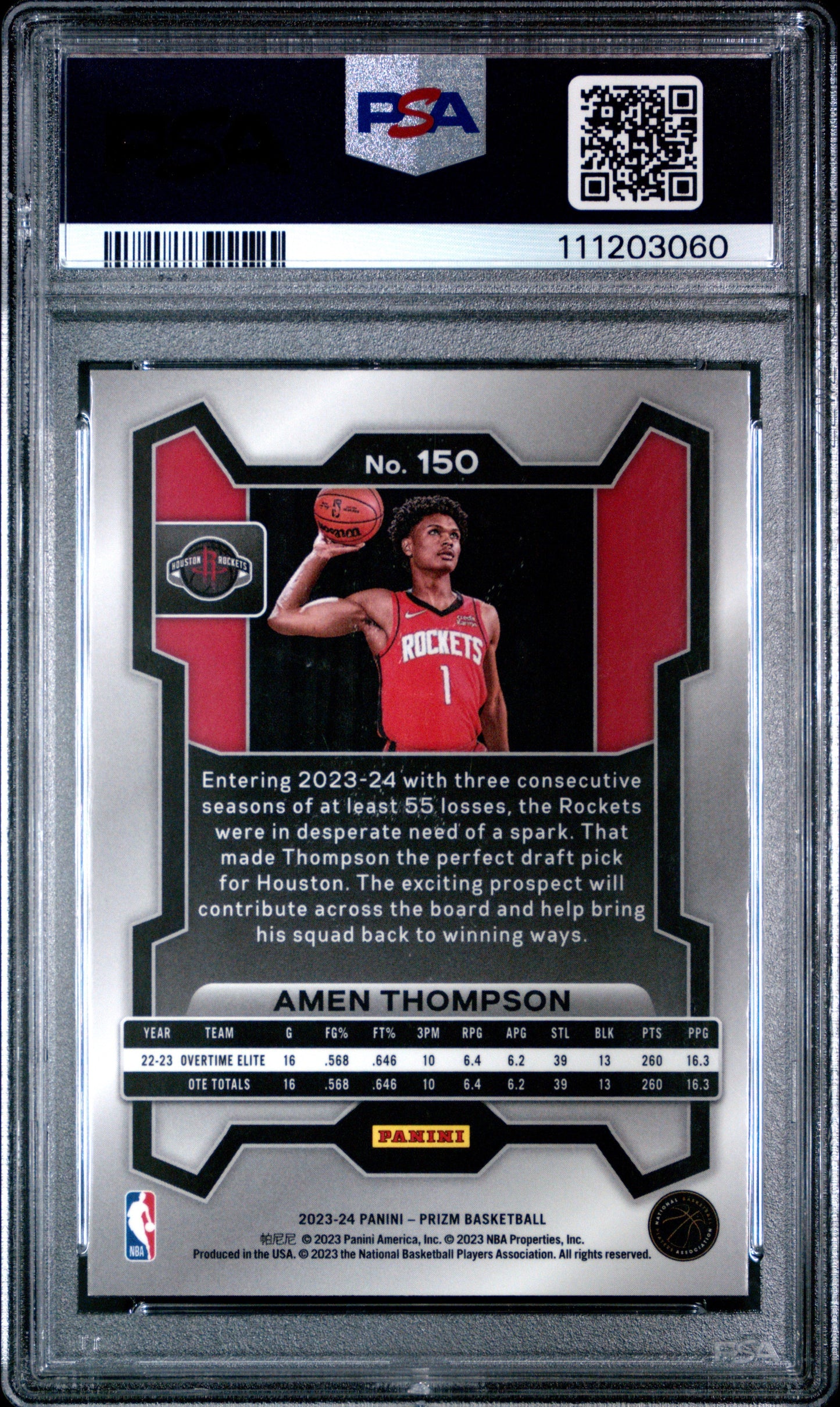 2023 Panini Prizm #150 Amen Thompson PSA 9