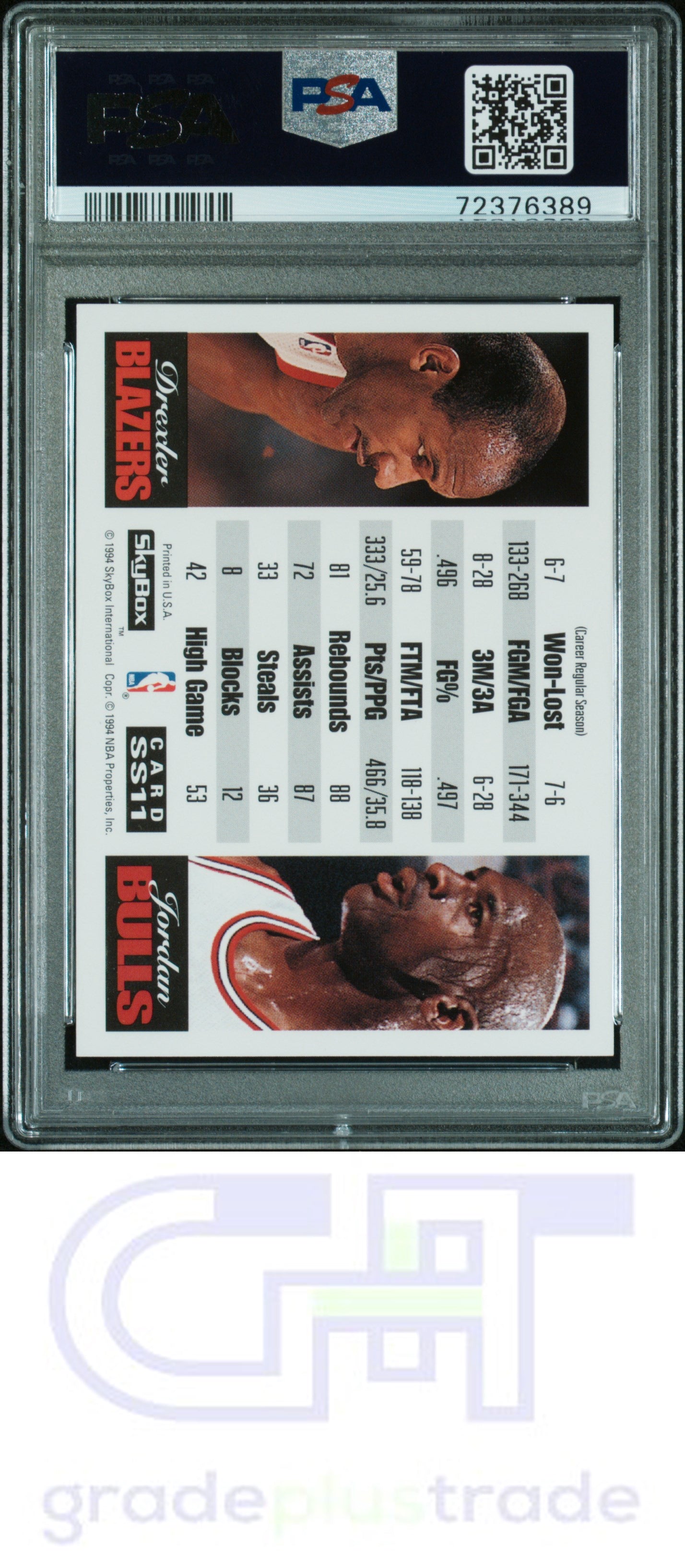 1993 Skybox Premium Showdown Series #SS11 C.Drexler/Michael Jordan PSA 9