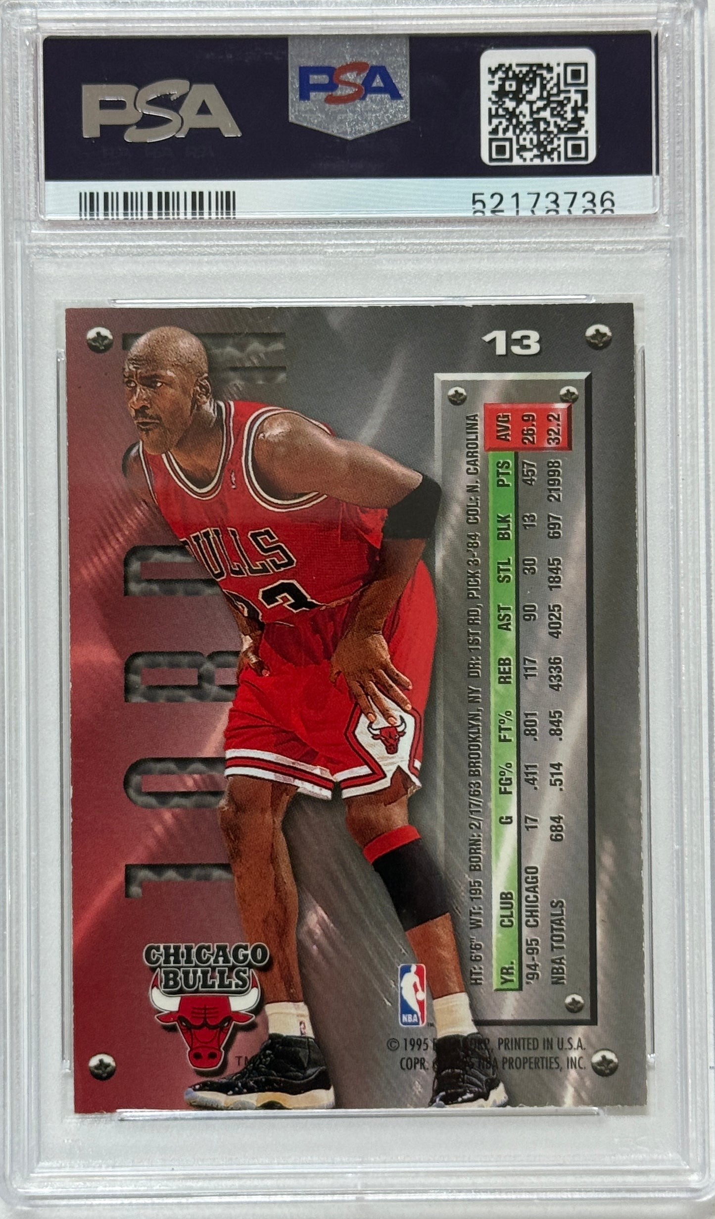 1995 Metal #13 Silver Spotlight Michael Jordan PSA 8