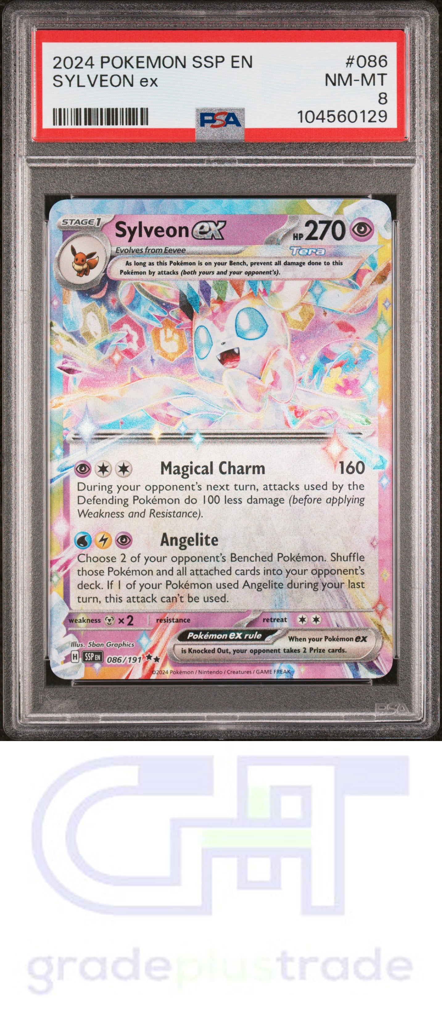 2024 Pokemon Ssp En-Surging Sparks #086 Sylveon Ex PSA 8