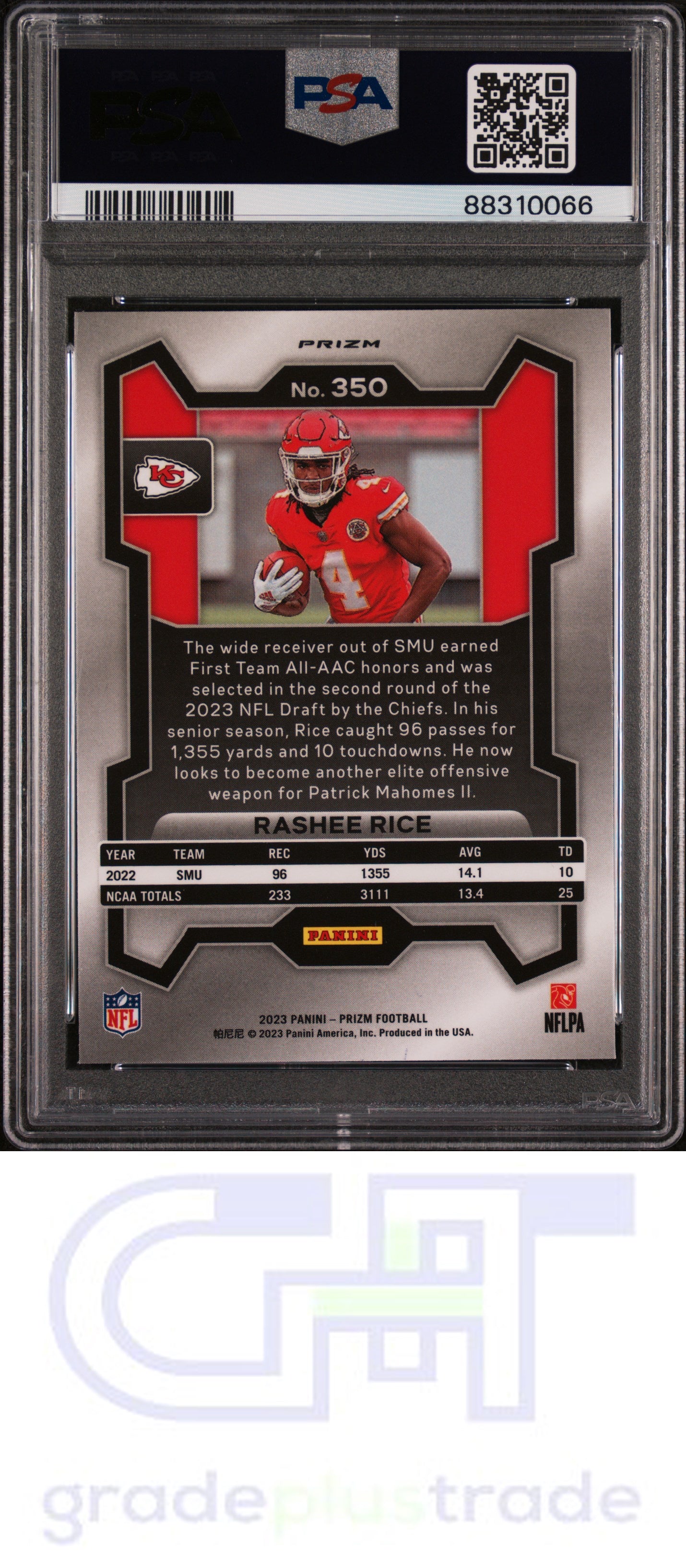 2023 Panini Prizm #350 Neon Green Pulsar Rashee Rice PSA 10