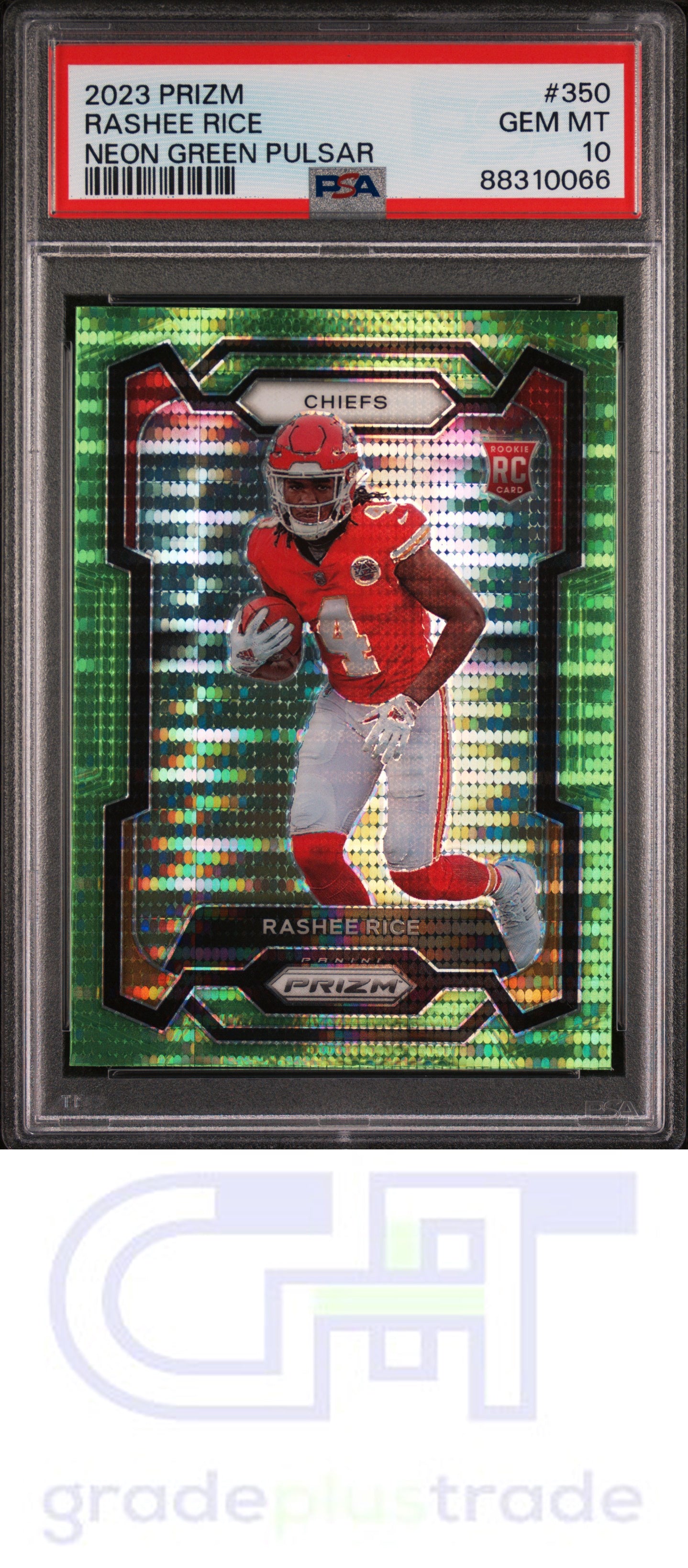2023 Panini Prizm #350 Neon Green Pulsar Rashee Rice PSA 10