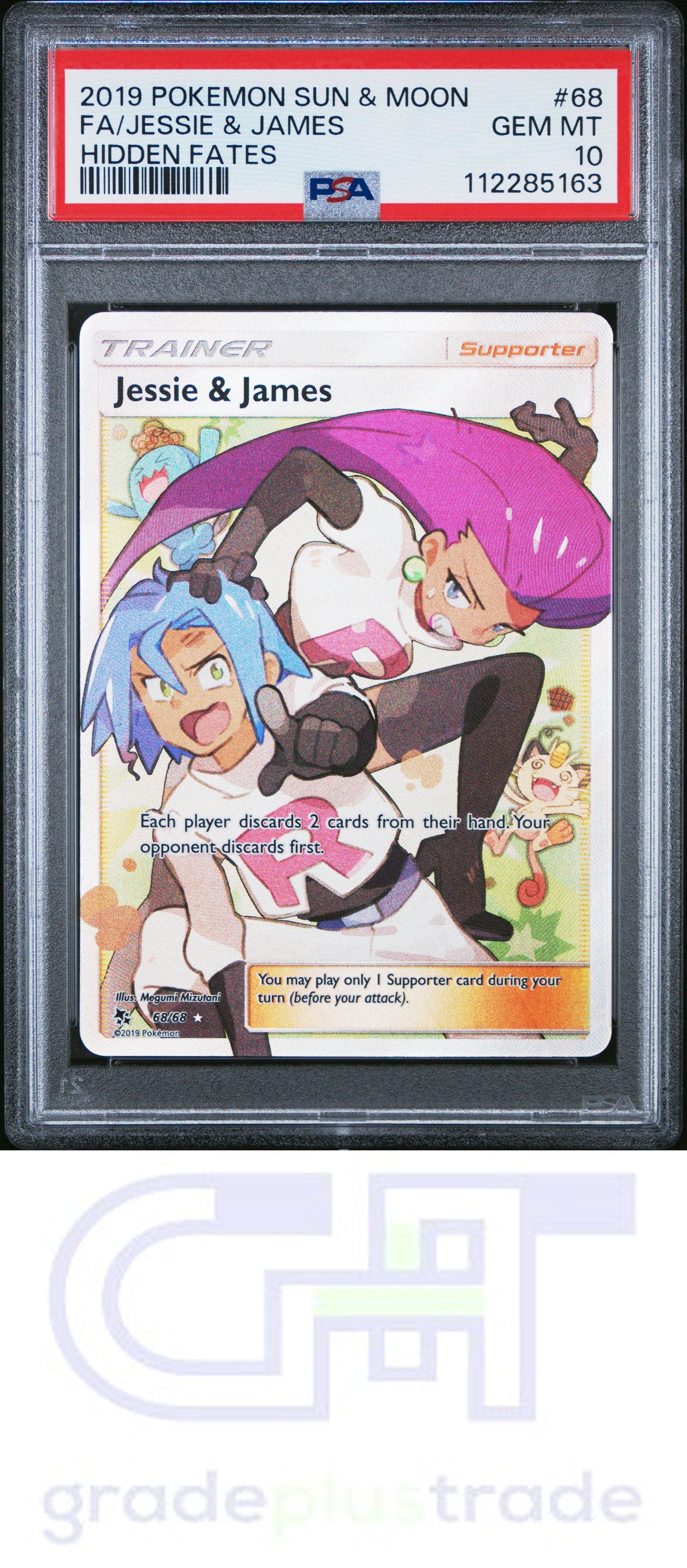 2019 Pokemon Sun & Moon Hidden Fates #68 Hidden Fates Fa/Jessie & James PSA 10