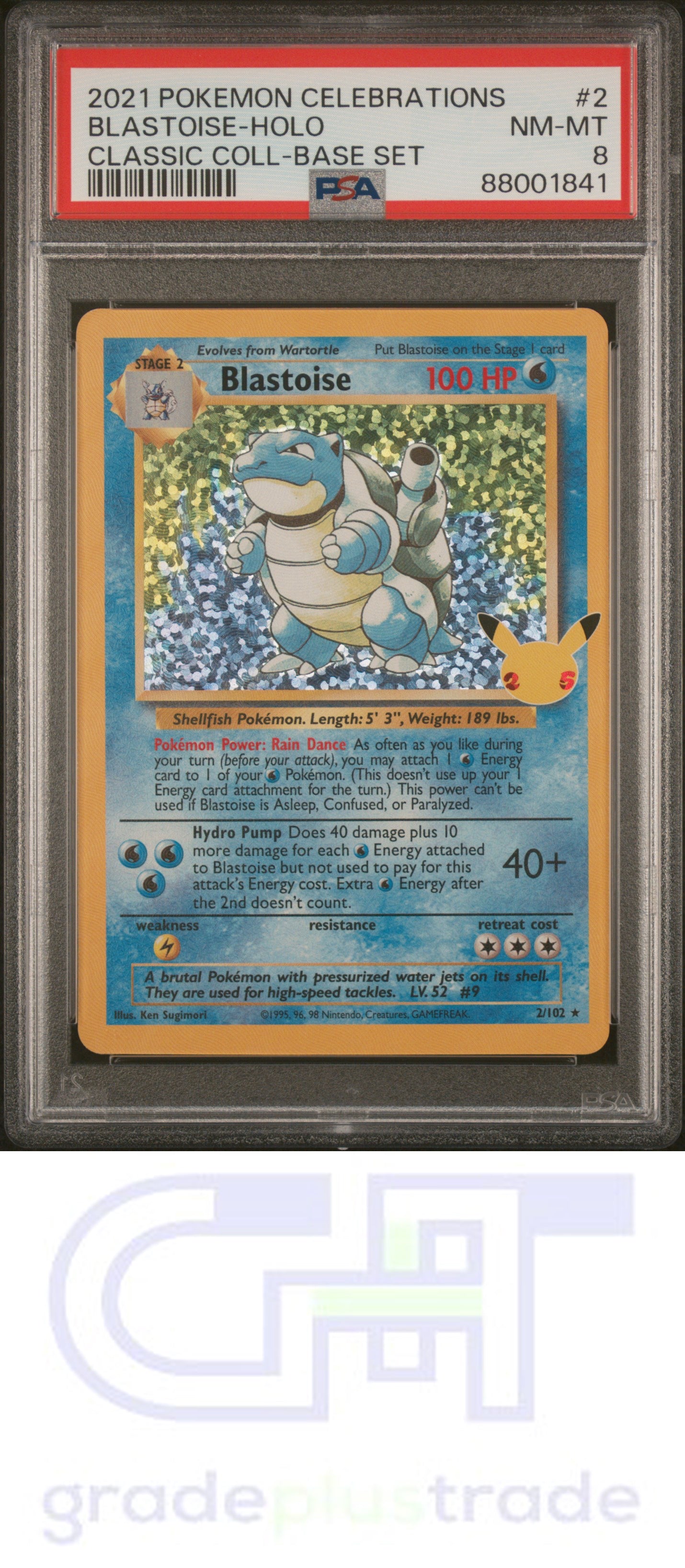 2021 Pokemon Celebrations Classic Collection #2 Classic Coll-Base Set Blastoise-Holo PSA 8