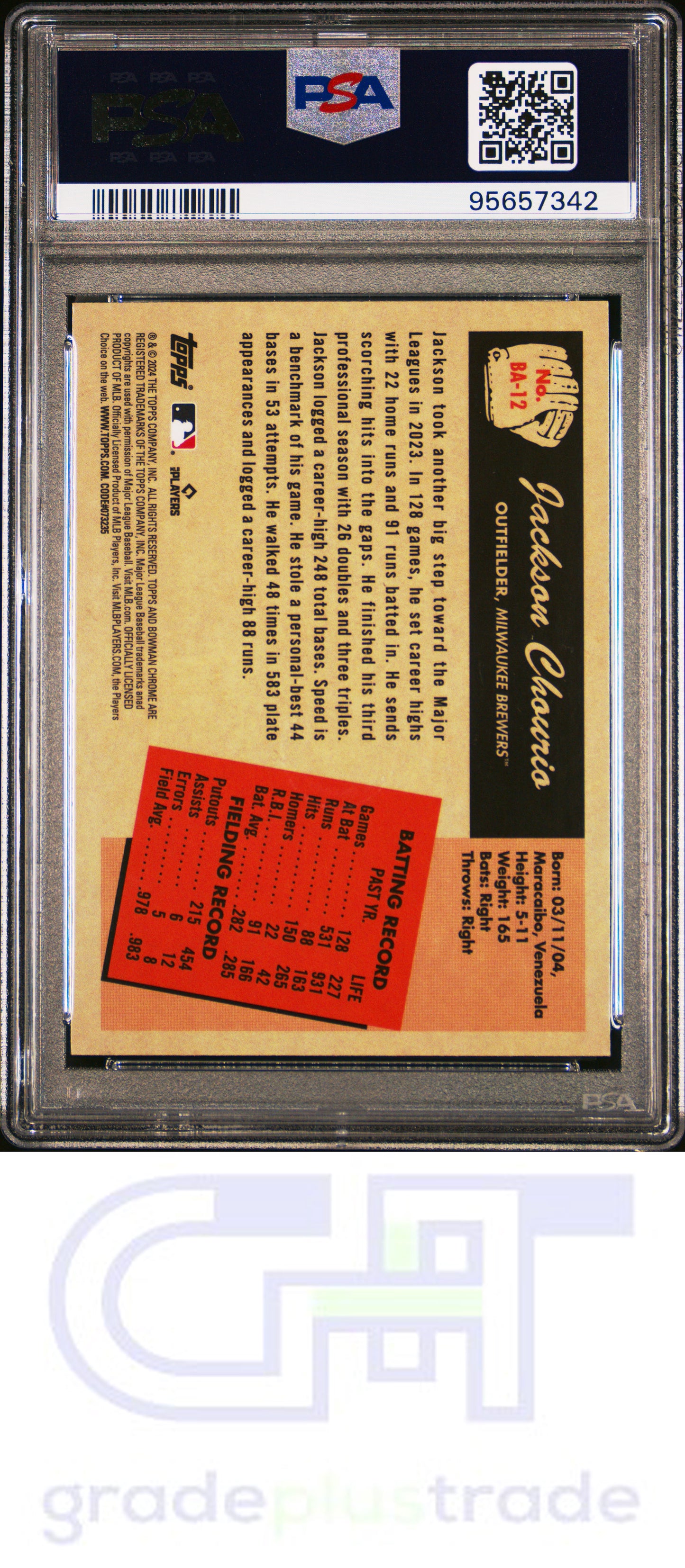 2024 Bowman 1955 Bowman Anime #BA12 Jackson Chourio PSA 10