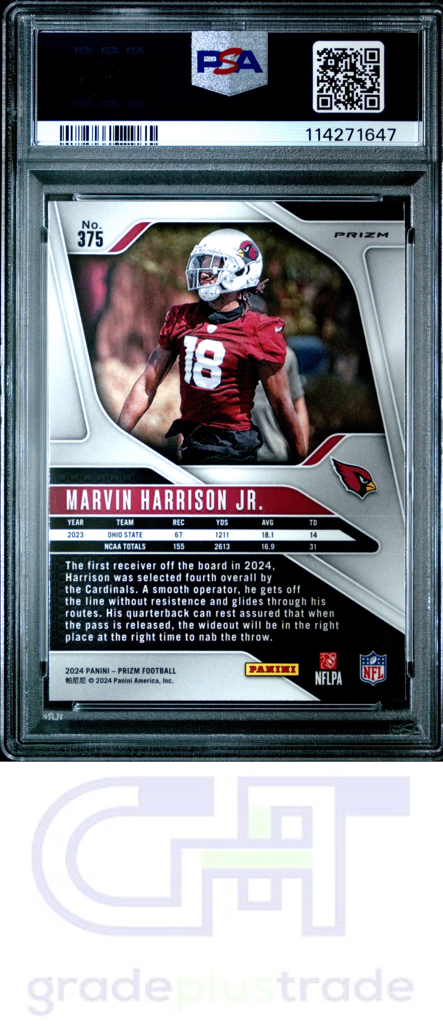 2024 Panini Prizm #375 Silver Prizm Marvin Harrison Jr. RC PSA 10