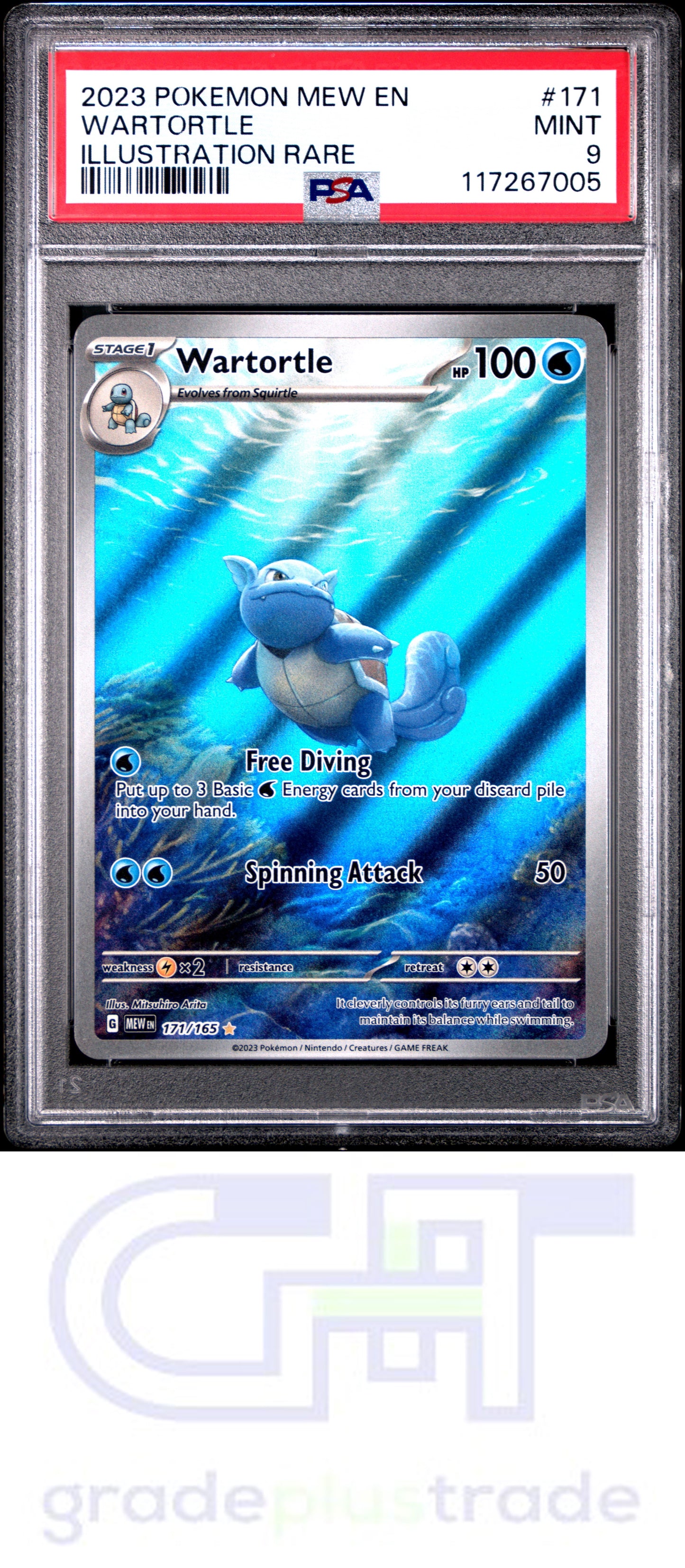 2023 Pokemon Mew En-151 #171 Wartortle Illustration Rare PSA 9