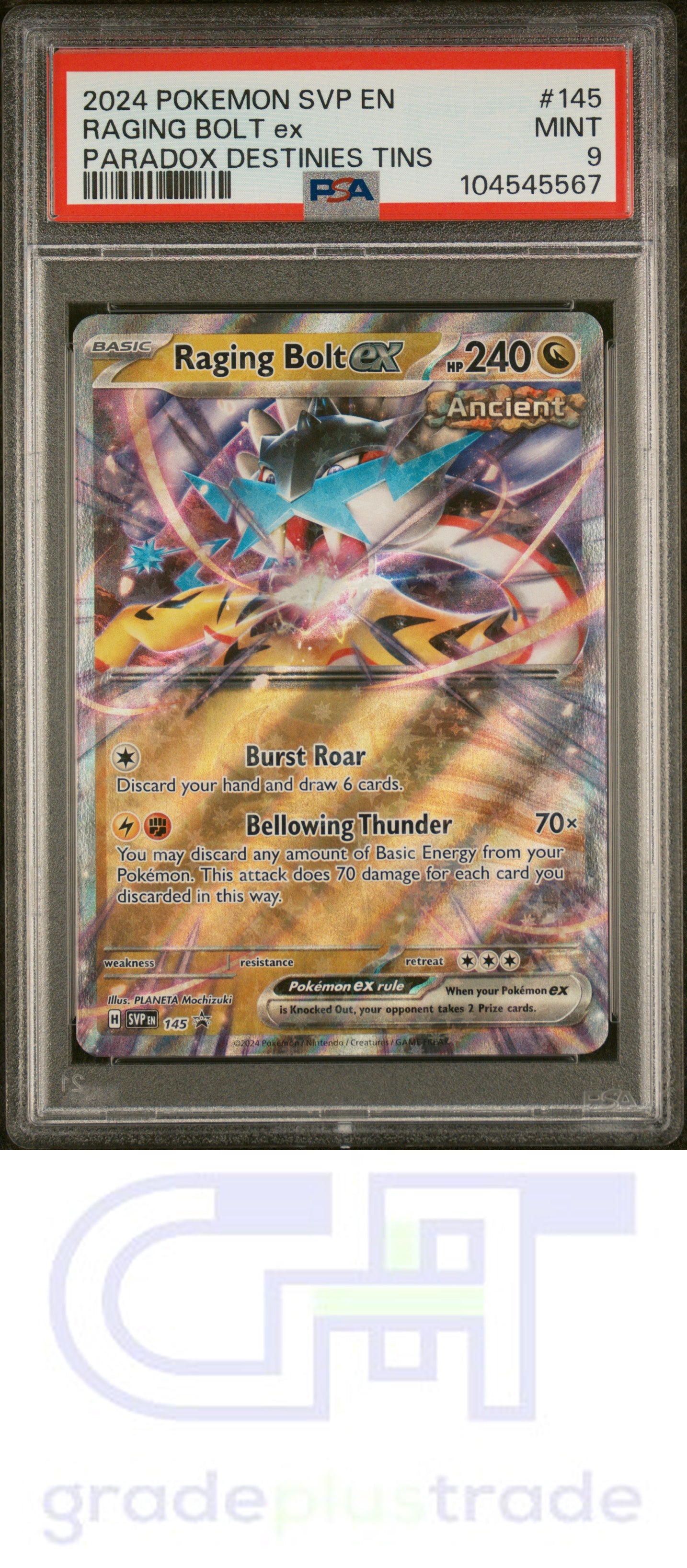 2024 Pokemon Svp En-Sv Black Star Promo #145 Raging Bolt Ex PSA 9