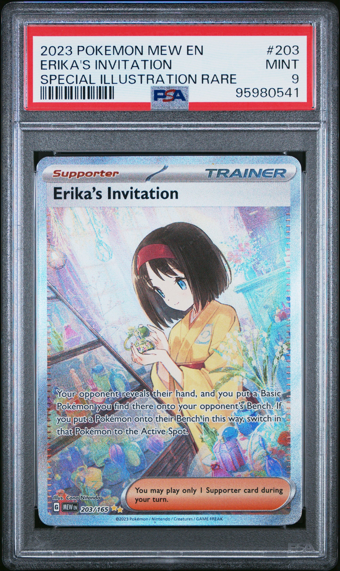 2023 Pokemon Mew En-151 #203 Special Illustration Rare Erika'S Invitation PSA 9