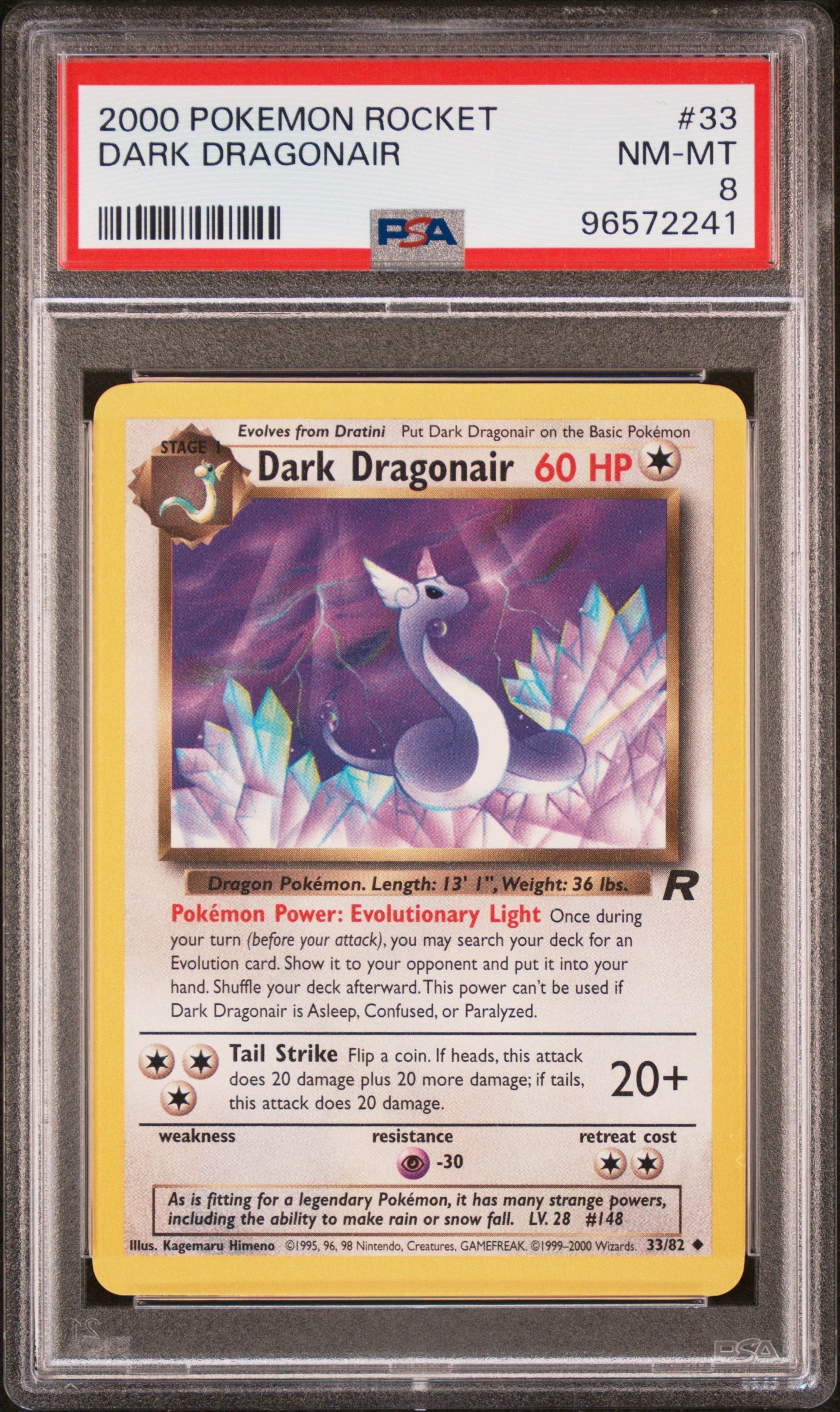 2000 Pokemon Rocket #33 Dark Dragonair PSA 8