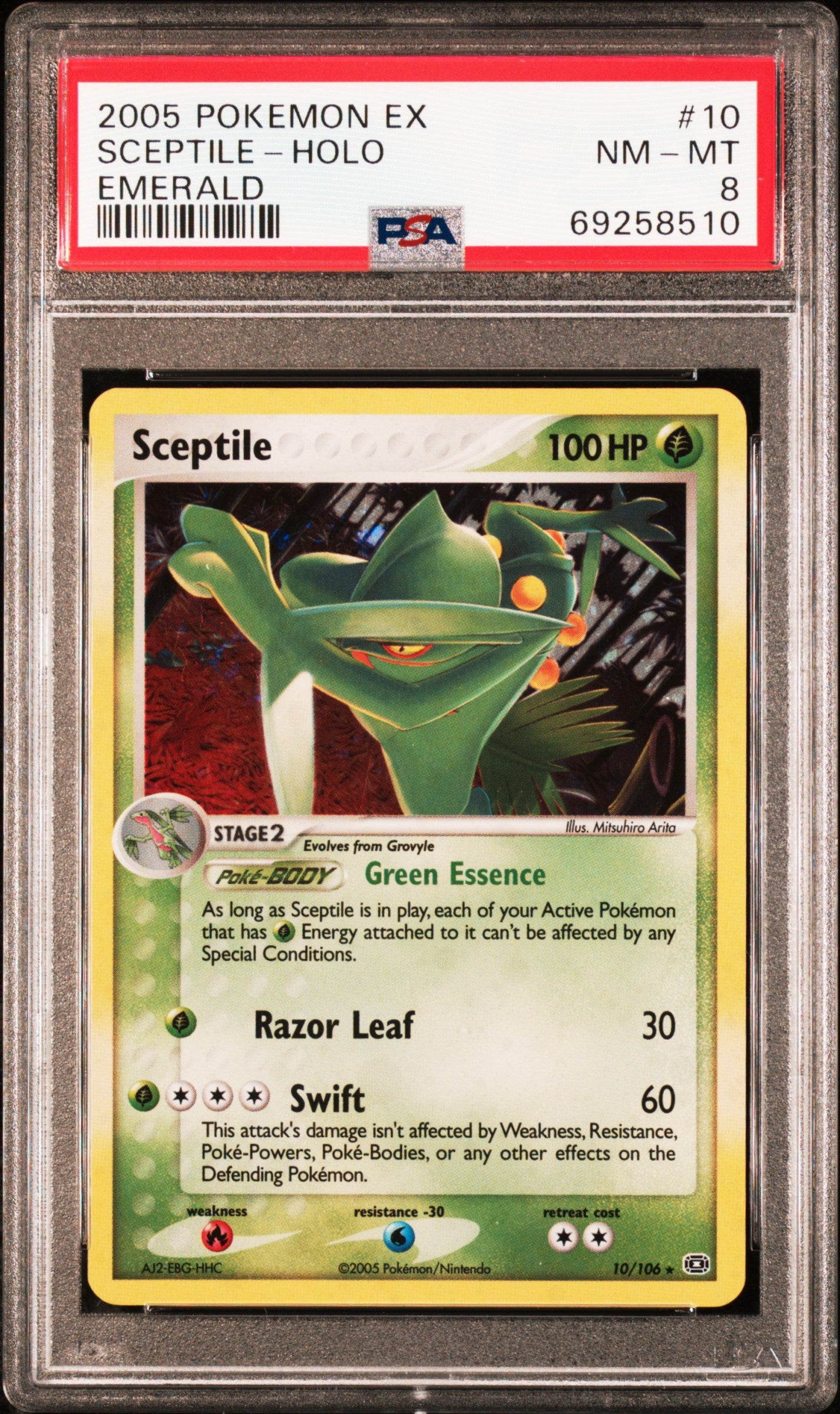 2005 Pokemon Ex Emerald #10 Emerald Sceptile-Holo PSA 8