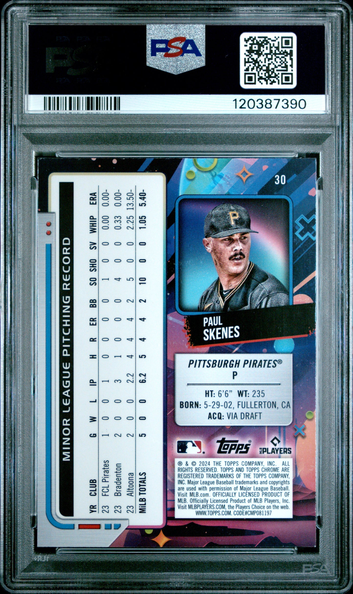 2024 Topps Chrome Cosmic #30 Paul Skenes PSA 10