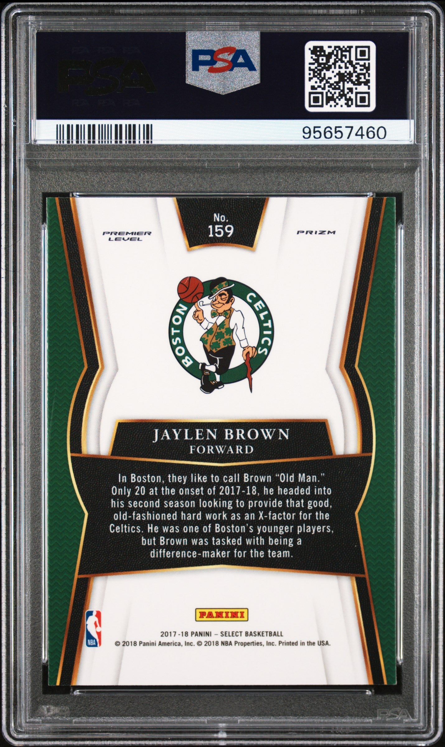 2017 Panini Select #159 Silver Prizm Jaylen Brown PSA 9
