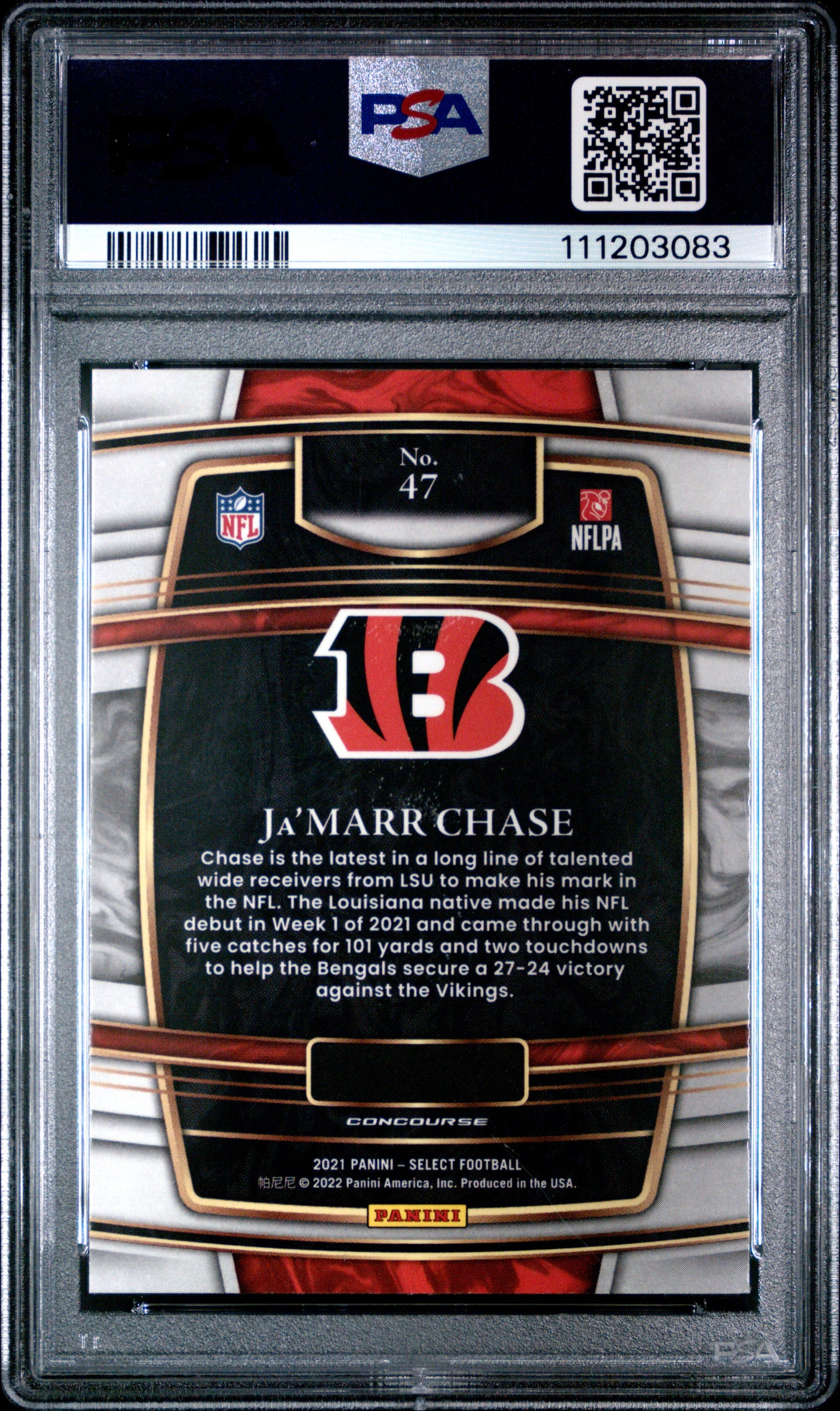 2021 Panini Select #47 Ja'Marr Chase RC PSA 9