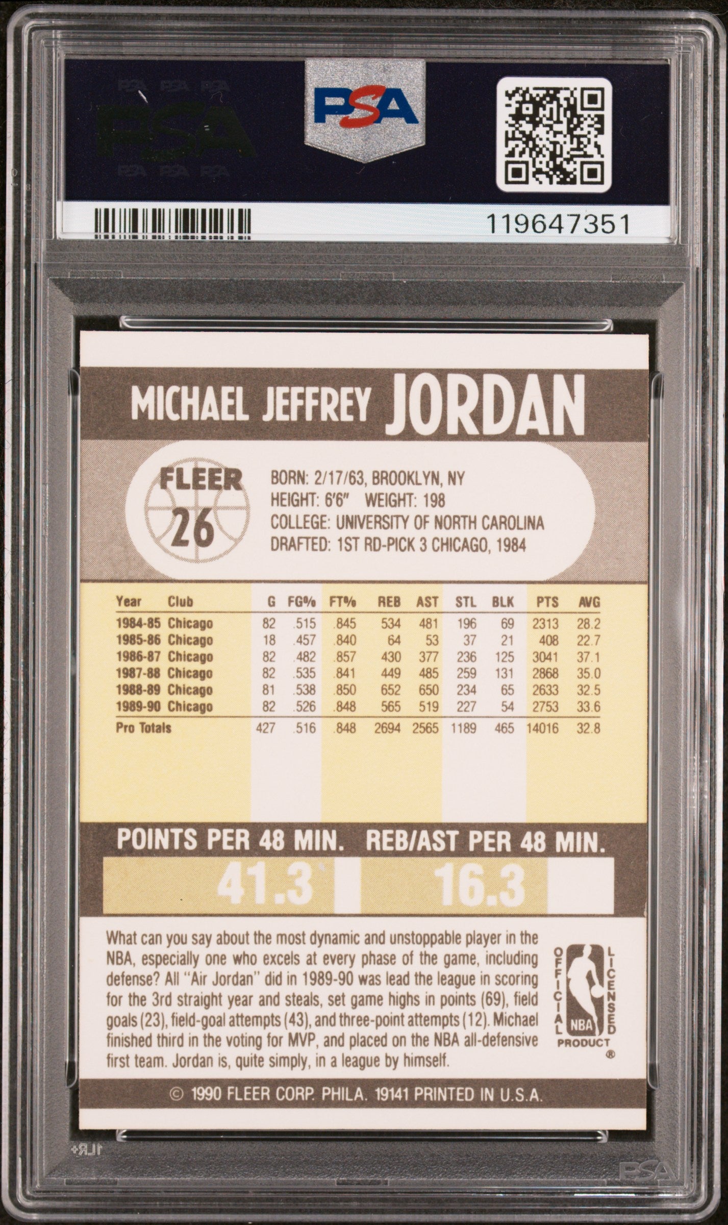 1990 Fleer #26 Michael Jordan PSA 6