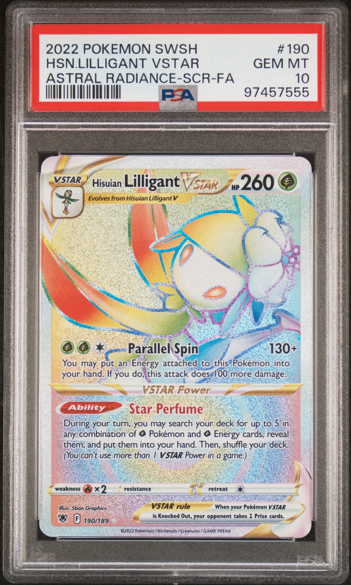 2022 Pokemon Sword & Shield Astral Radiance #190 Lilligant Vstar PSA 10