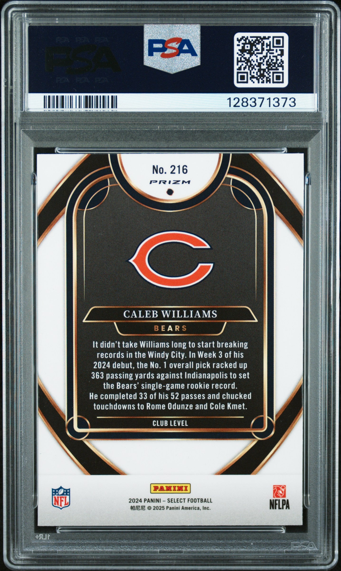 2024 Panini Select #216 Red & Blue Shock Caleb Williams RC PSA 9