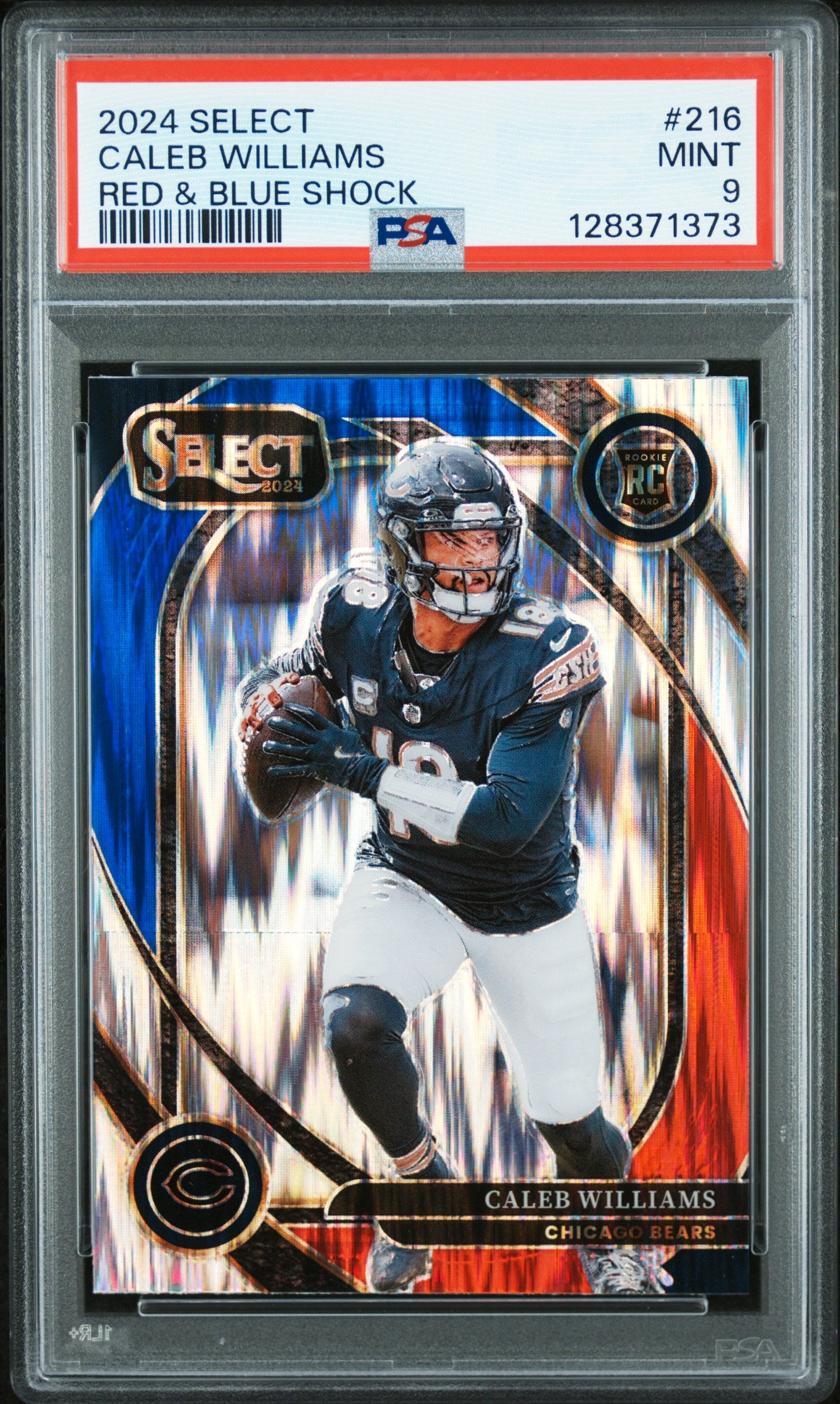 2024 Panini Select #216 Red & Blue Shock Caleb Williams RC PSA 9