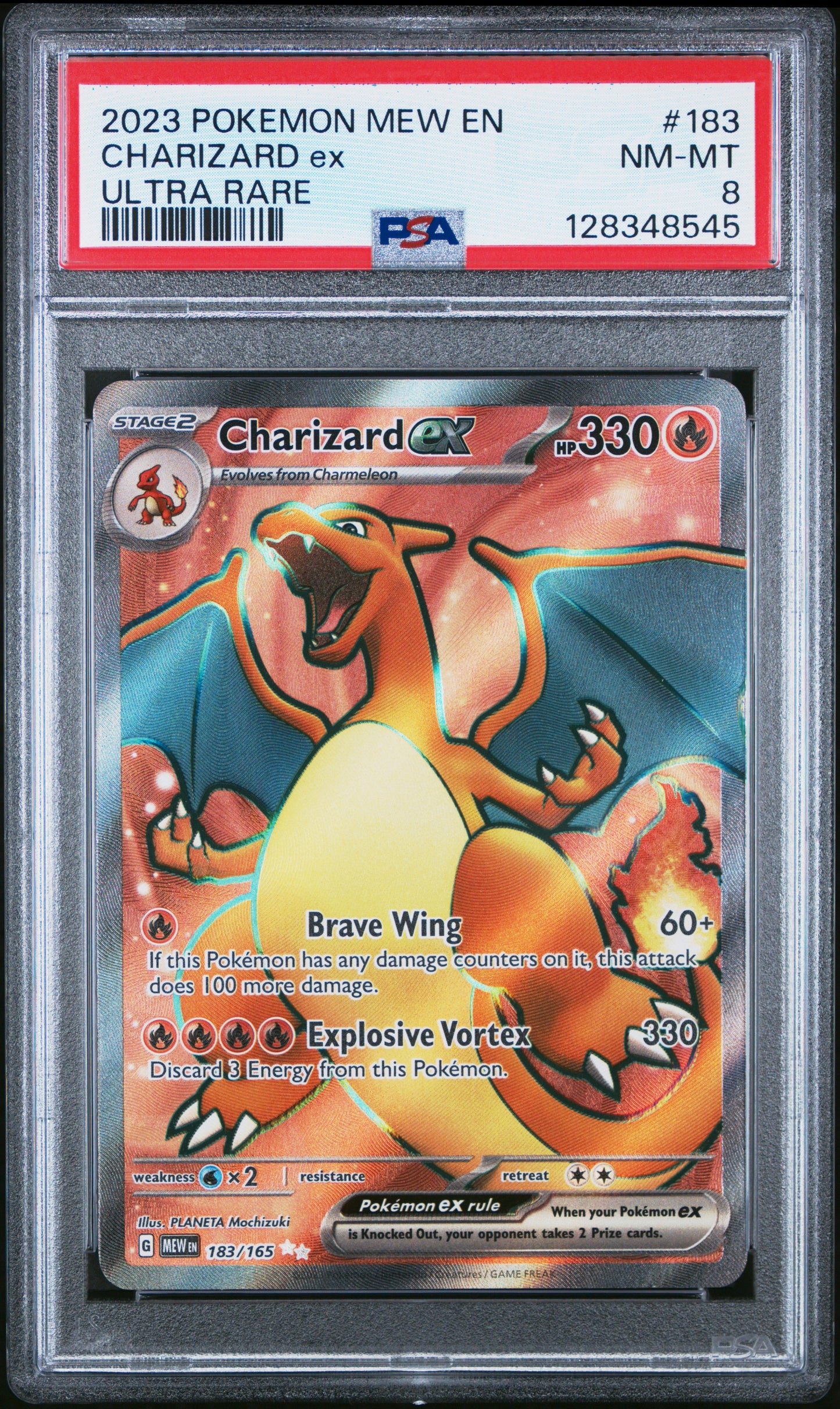 2023 Pokemon Mew En-151 #183 Ultra Rare Charizard Ex PSA 8