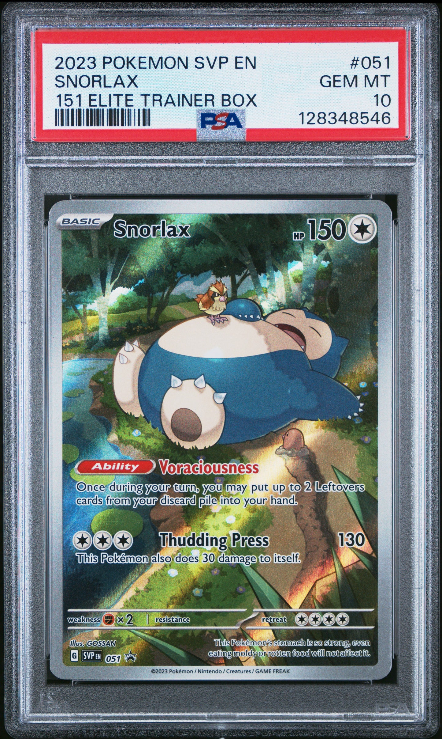 2023 Pokemon Svp En-Sv Black Star Promo #051 151 ETB Snorlax PSA 10